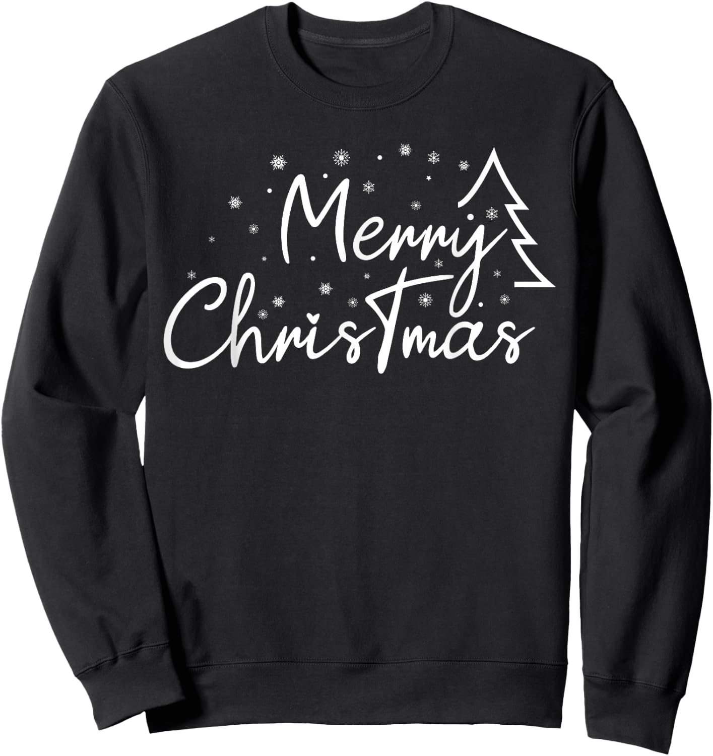 Cute Simple Merry Christmas Tree Family Matching Pajama Xmas Sweatshirt - Sweatshirt | Black