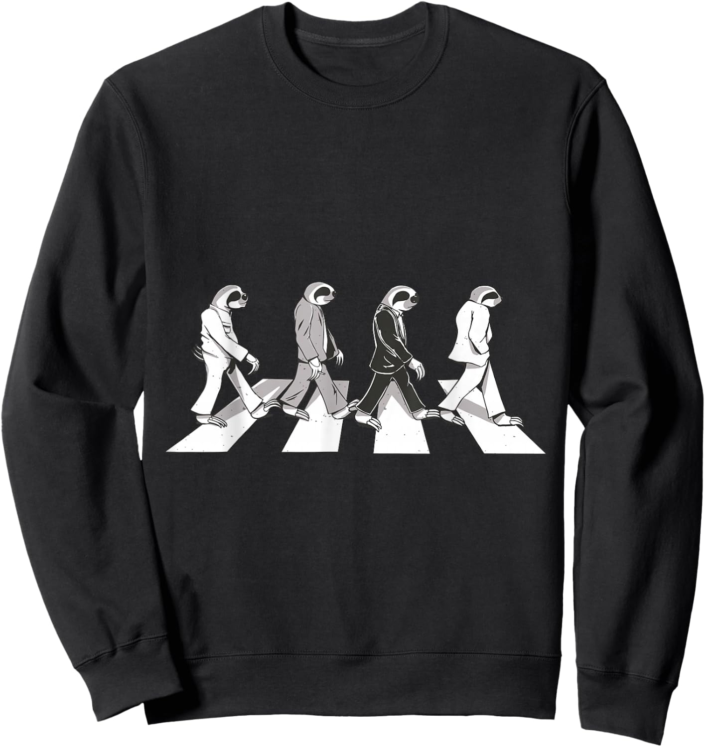 4 Sloths Walking Across A Crosswalk Over The Abbey Road Sweatshirt - Sweatshirt | Black