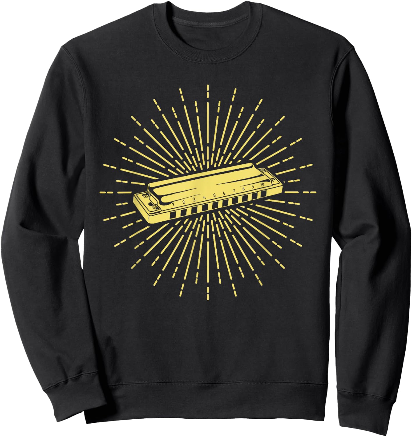 Vintage Harmonica Player Harmonicist French Harp Player Sweatshirt - Sweatshirt | Black