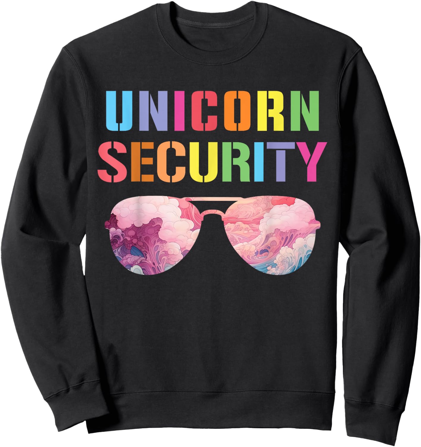 Halloween Dad Mom Daughter Adult Costume, Unicorn Security Sweatshirt - Sweatshirt | Black