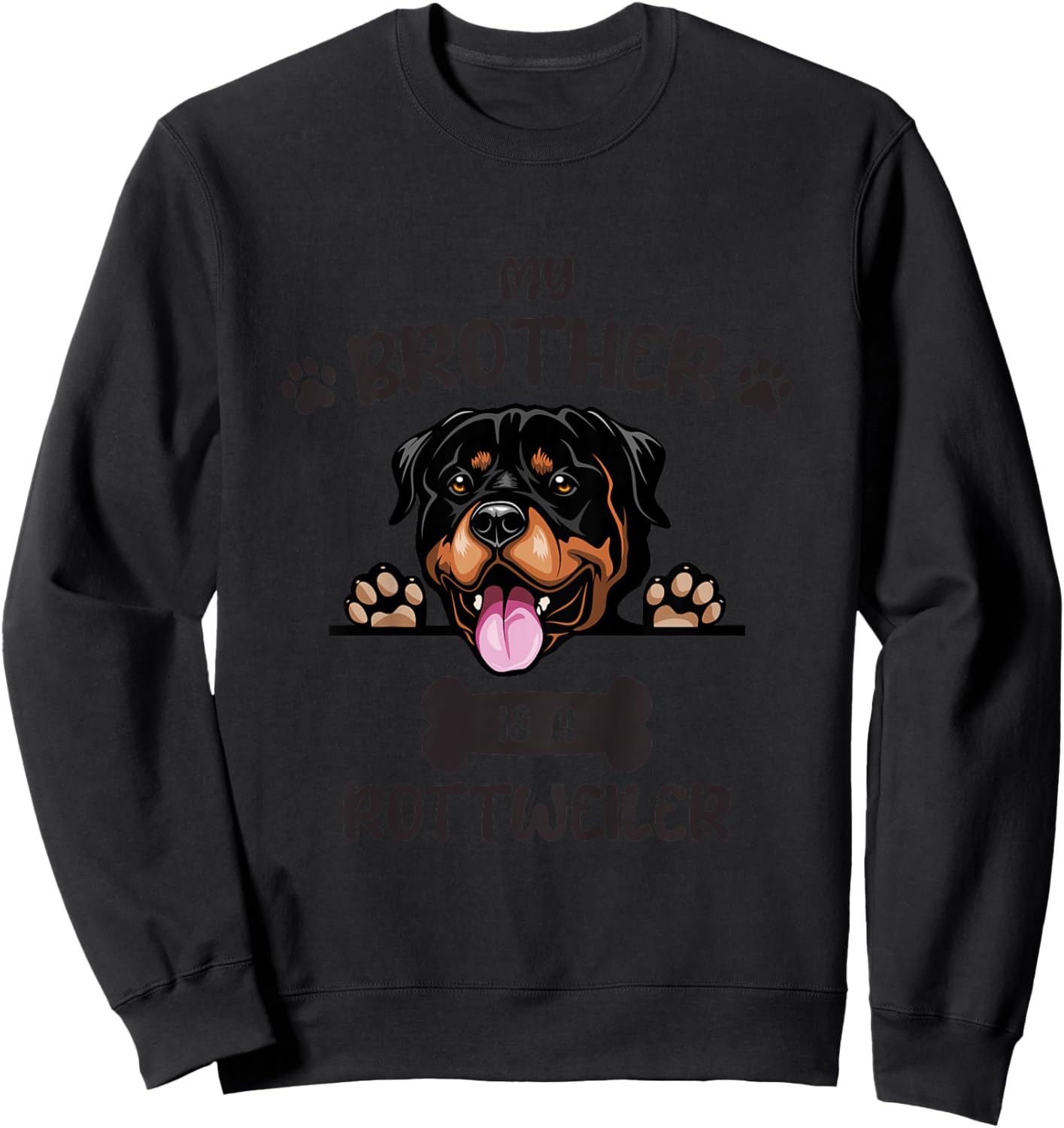 Kids My Brother Is A Rottweiler Cute Dog Breed Sweatshirt - Sweatshirt | Black