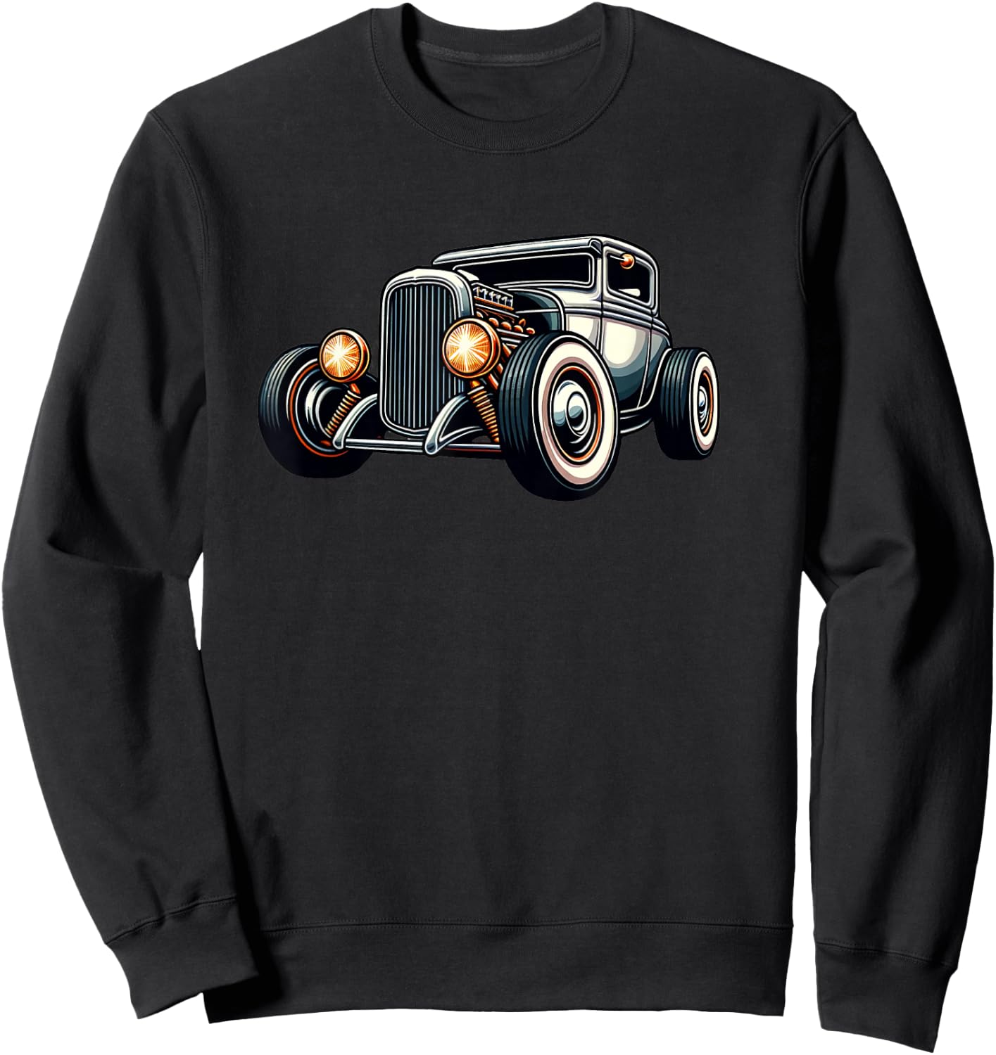 Classic Hot Rod Retro Vintage Custom Hotrod Car Illustration Sweatshirt - Sweatshirt | Black