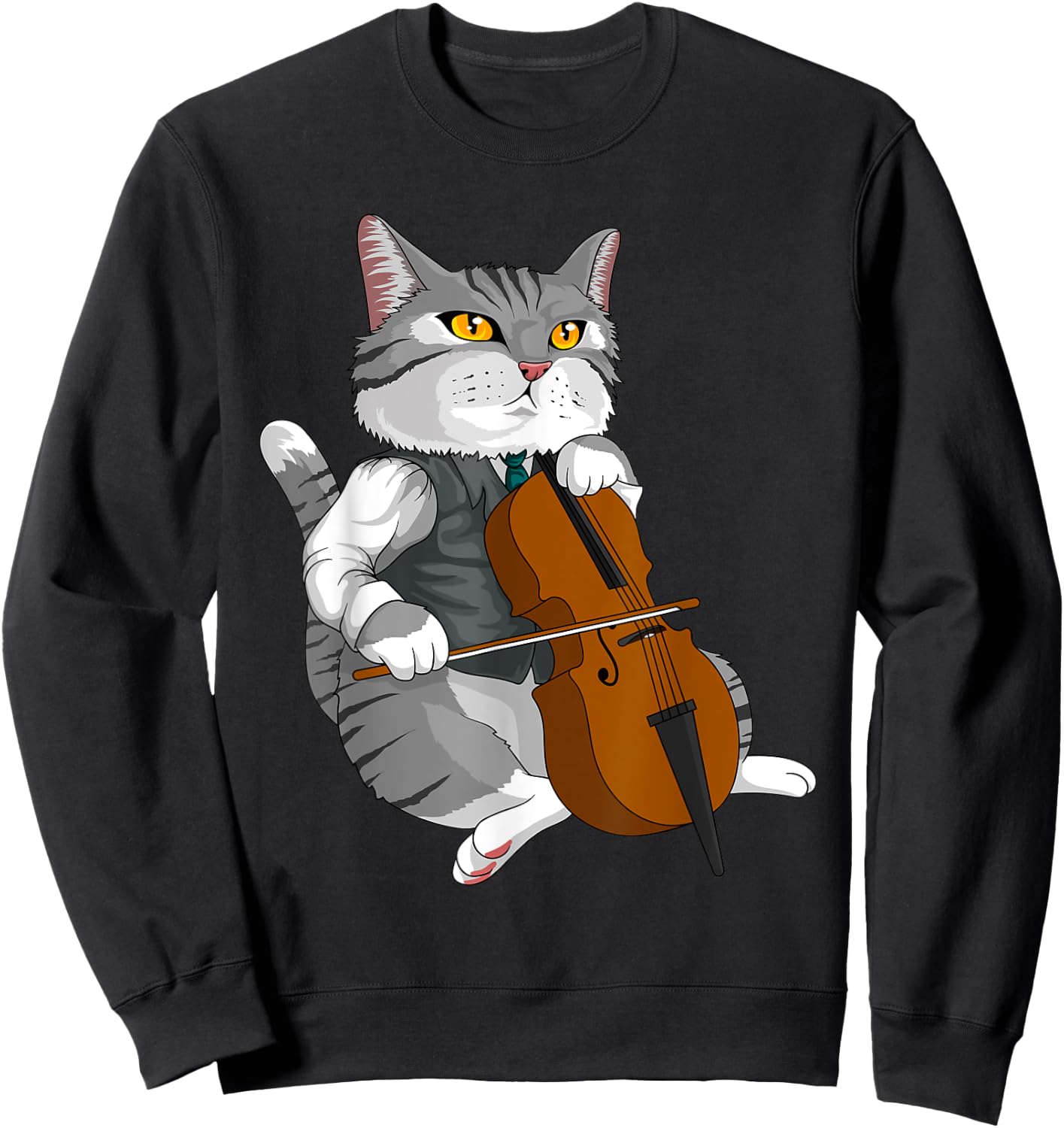 Cat Playing Cello Violin musical instrument Sweatshirt - Sweatshirt | Black