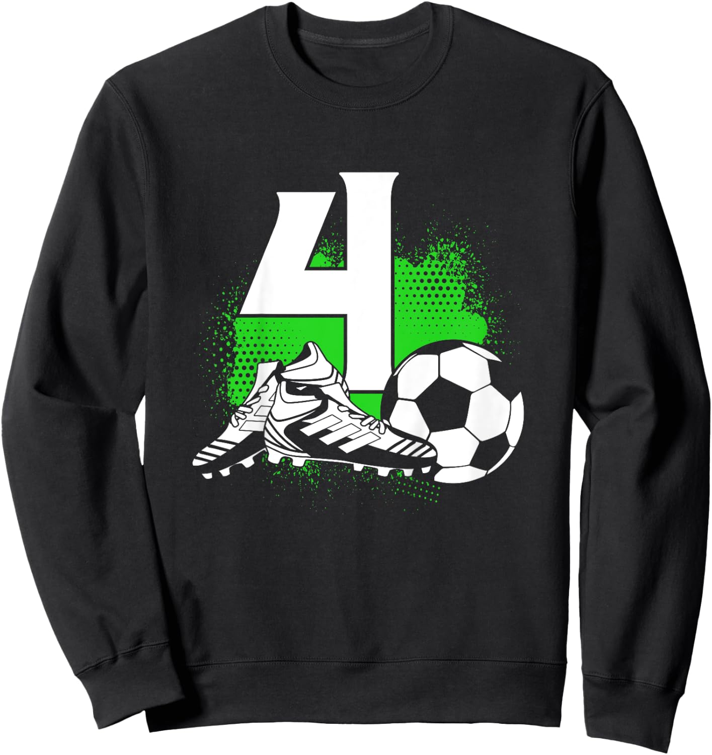Kids 4 Years Old Boy 4th Birthday Gift Bday Soccer Sweatshirt - Sweatshirt | Black