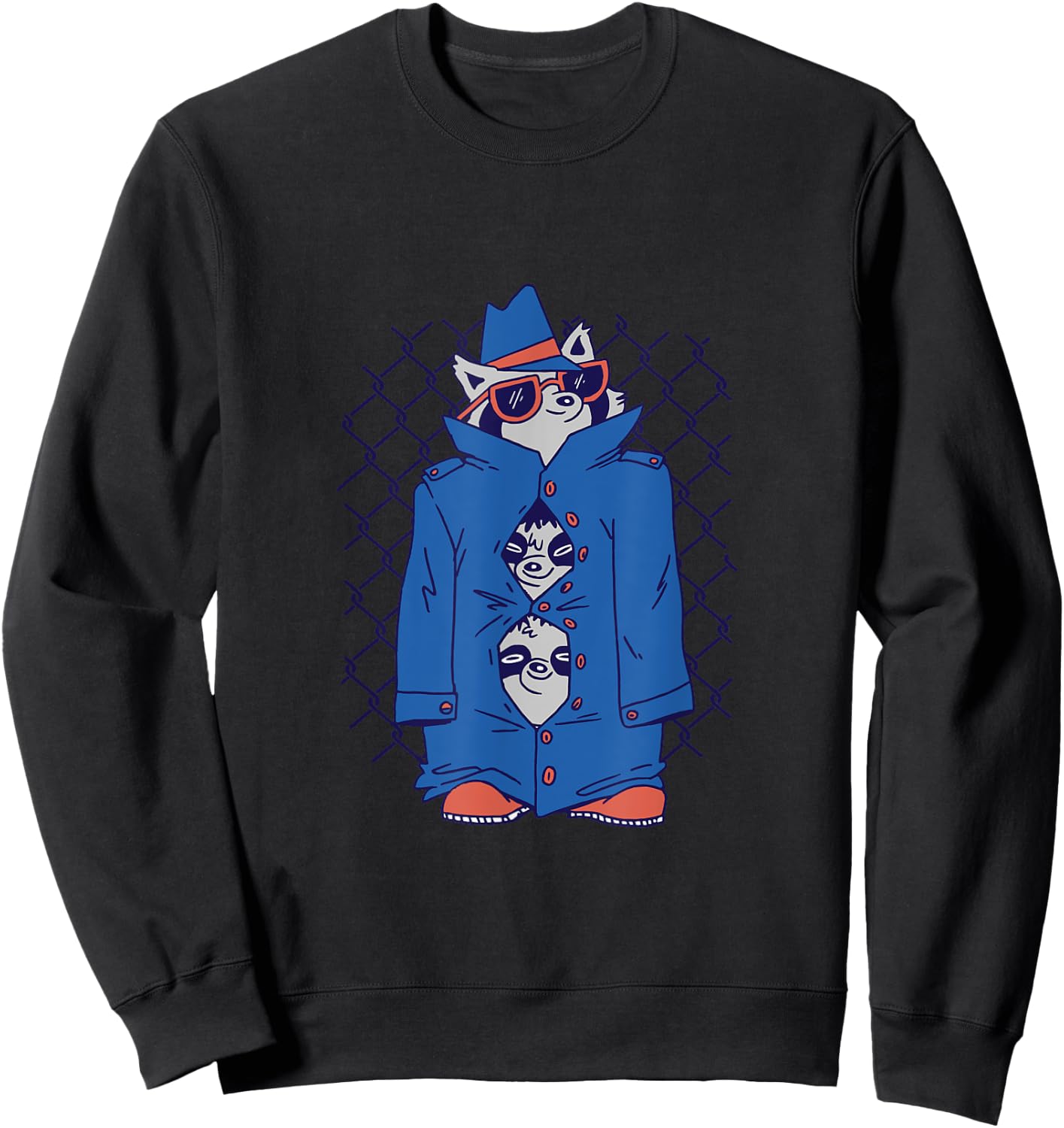 Raccoons in Trench Coats Cute and Funn for Raccoon Lovers Sweatshirt - Sweatshirt | Black
