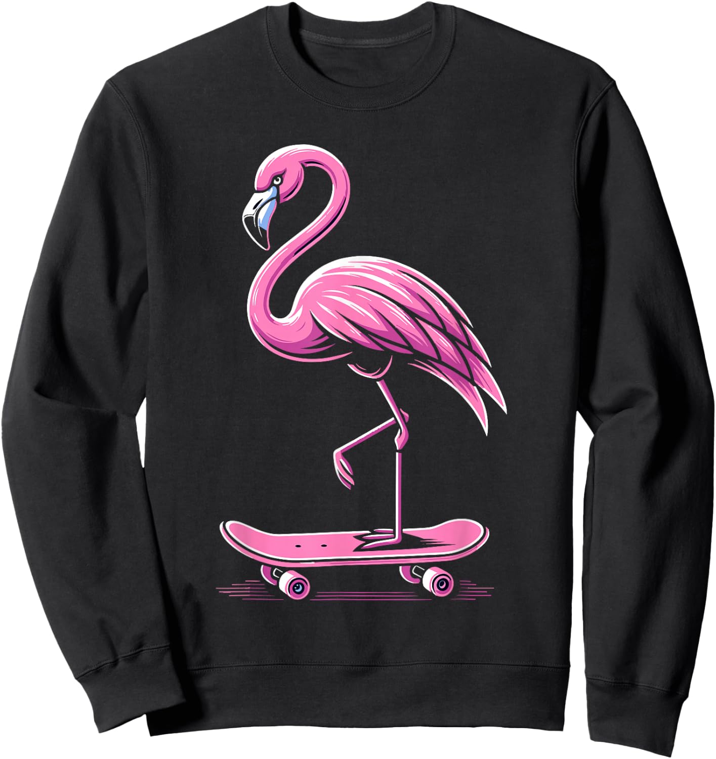 Skateboarding Flamingo Skater Skateboarder Women Sweatshirt - Sweatshirt | Black