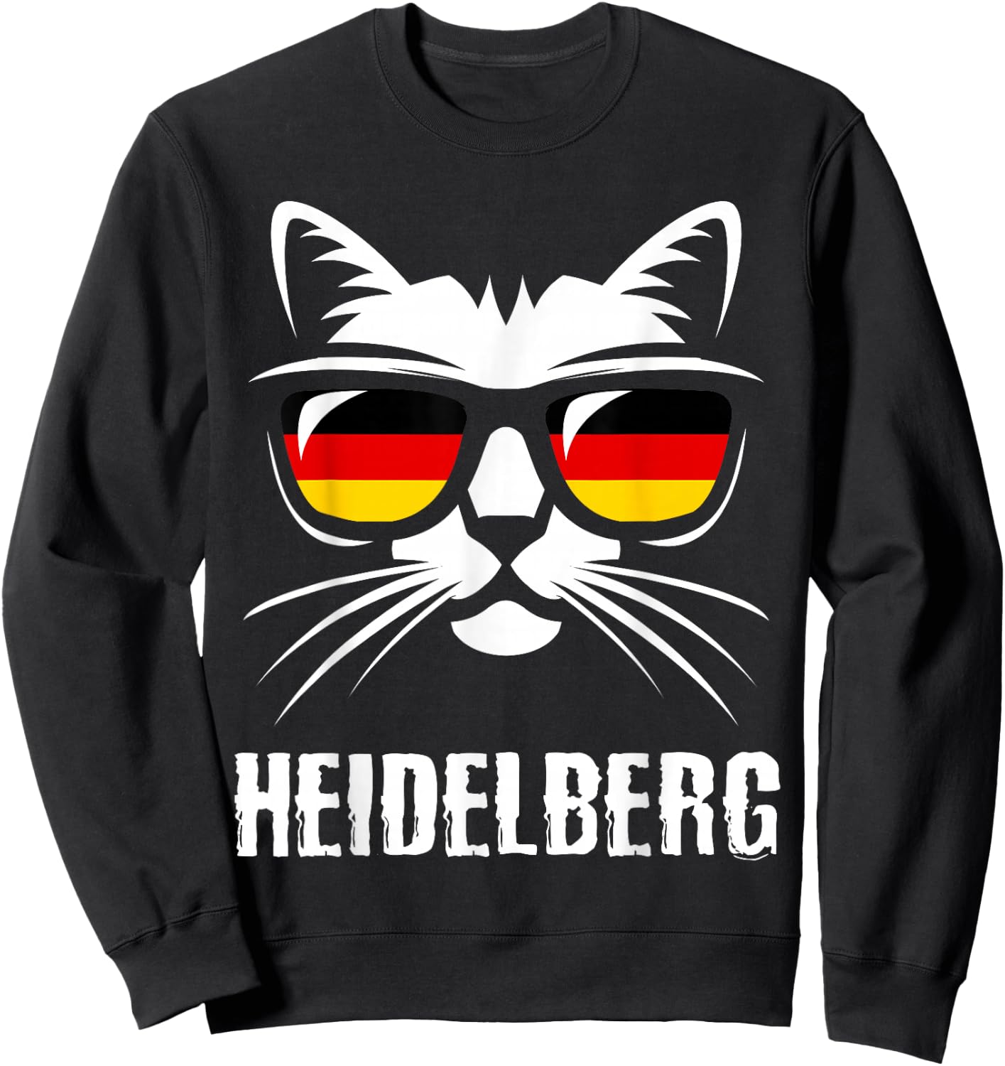 Heidelberg City Funny Cat German Flag Germany Sweatshirt - Sweatshirt | Black