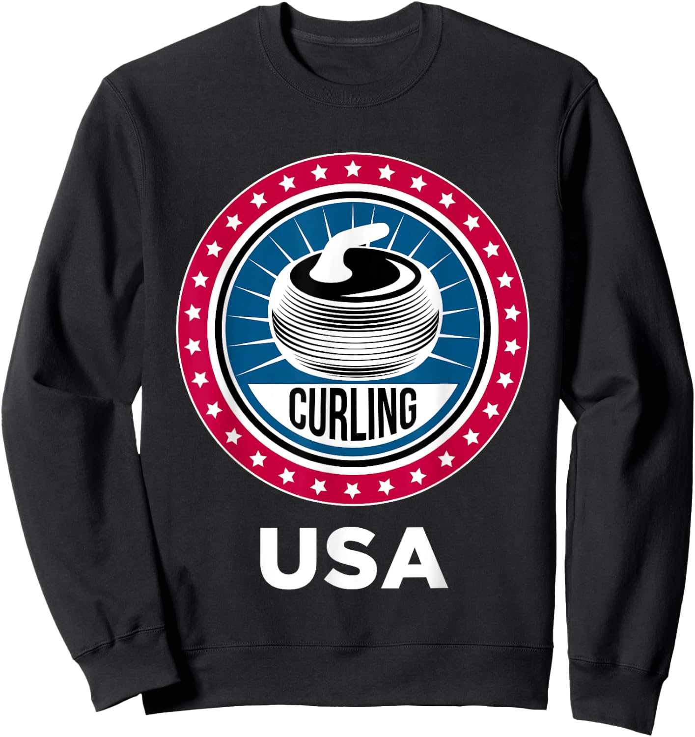 Curling USA Support the Team USA Flag Curl Clean Sweatshirt - Sweatshirt | Black