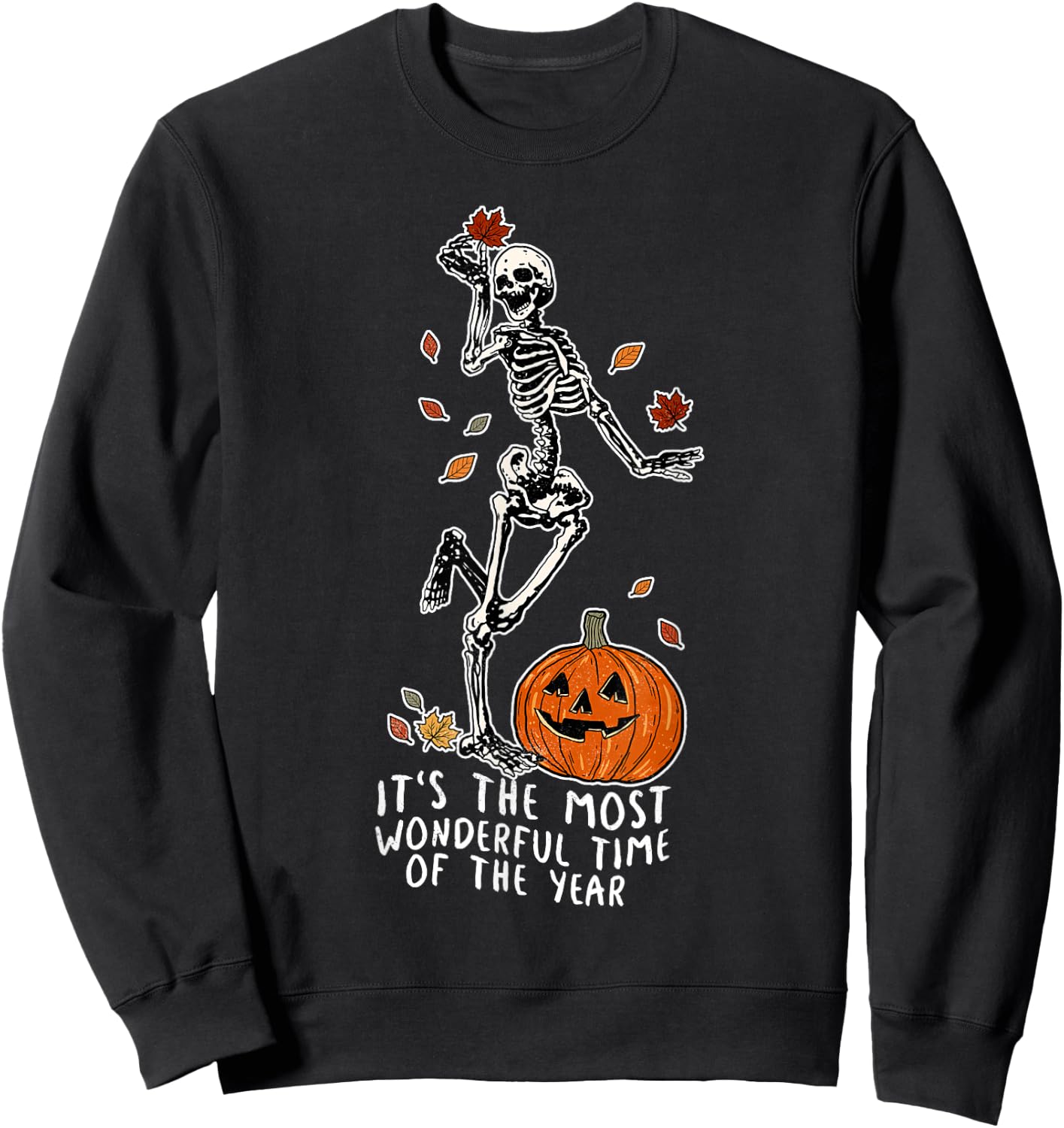 The Most Wonderful Time of Year Halloween Dancing Skeleton Sweatshirt - Sweatshirt | Black