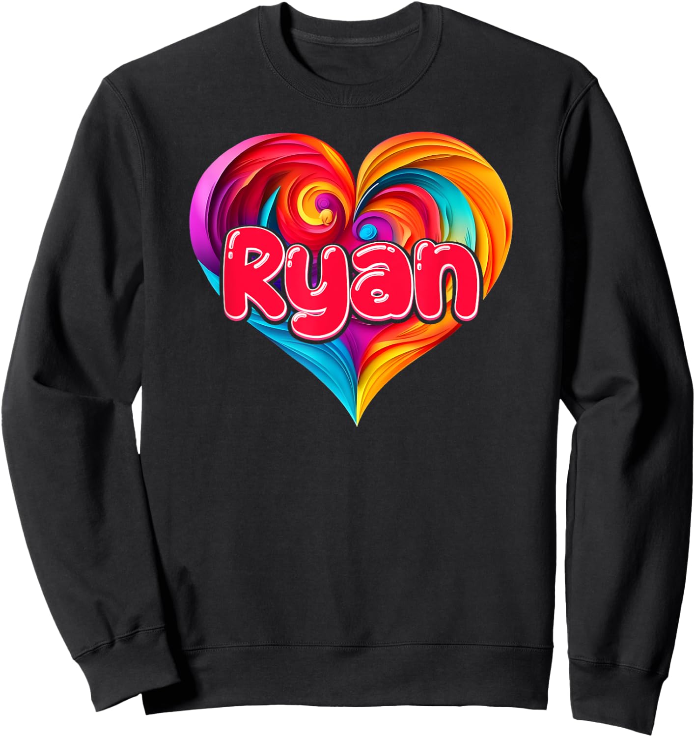 I Heart Love Ryan First Name Colorful Named Sweatshirt - Sweatshirt | Black
