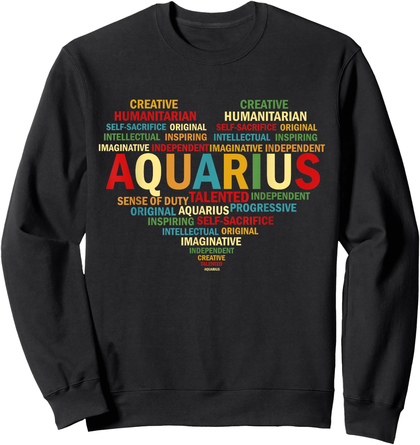 Aquarius Heart Birthday Astrology Zodiac Sign Sweatshirt - Sweatshirt | Black