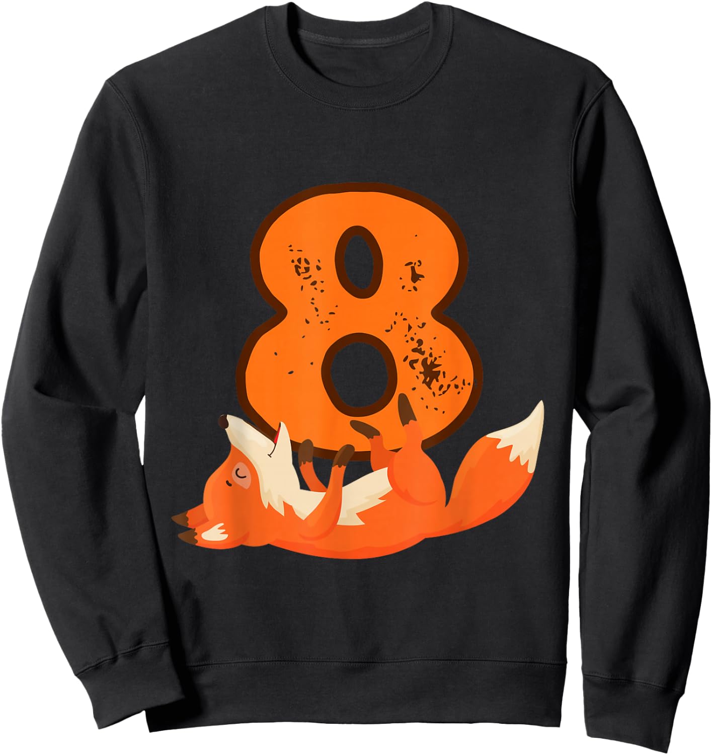 8th Birthday For Girls Gift Funny 8 Years Old Boy Fox Sweatshirt - Sweatshirt | Black