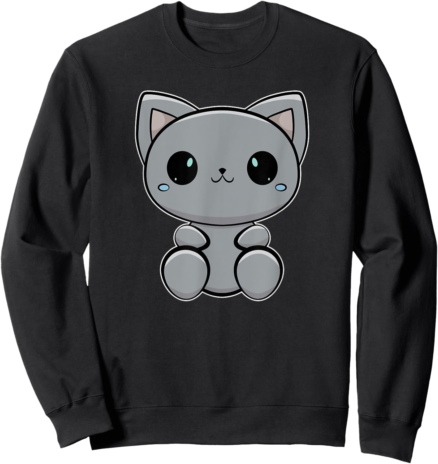 Cute Black Cat Anime Feline Neko Sweatshirt - Sweatshirt | Black