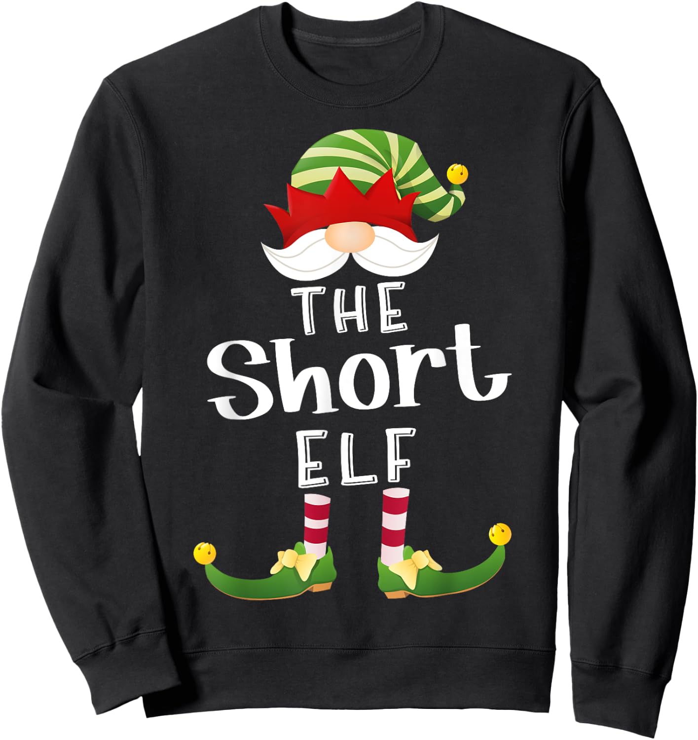 Short Elf Group Christmas Funny Pajama Party Sweatshirt - Sweatshirt | Black