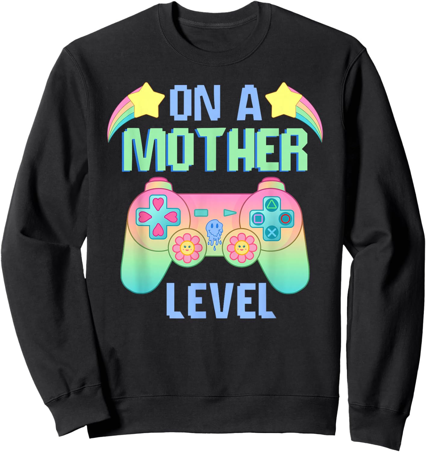 Funny Mothers Day On A Mother Level Gamer Mom Retro Gaming Sweatshirt - Sweatshirt | Black