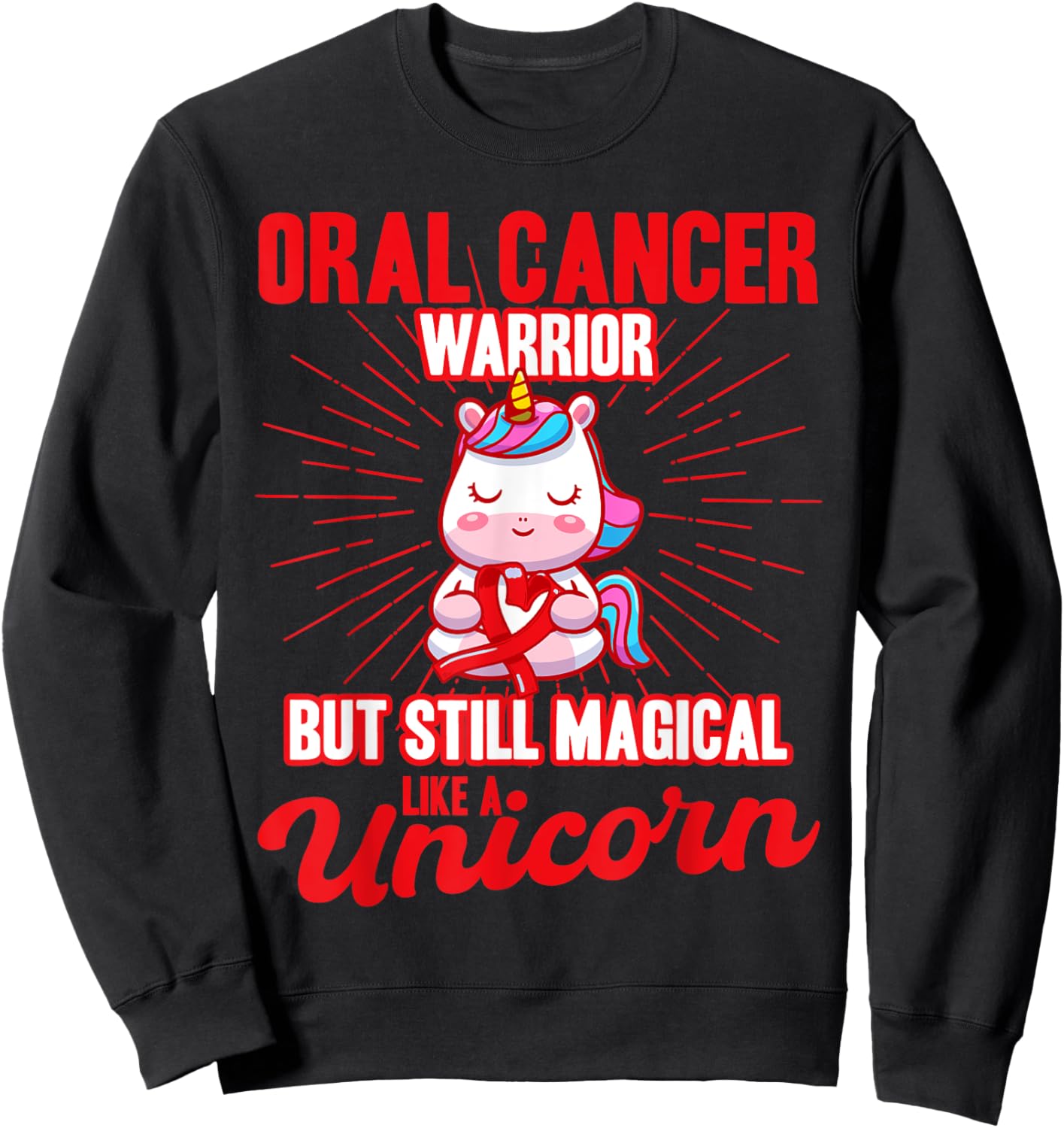 Magical Like A Unicorn Oral Cancer Awareness Sweatshirt - Sweatshirt | Black