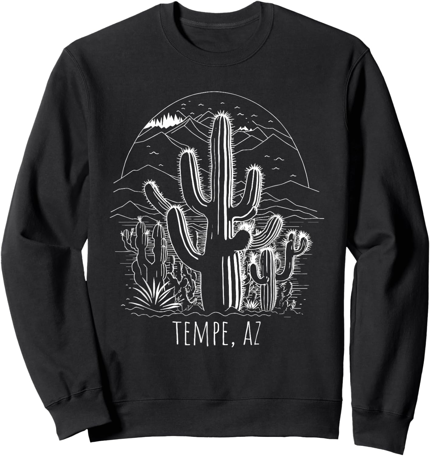 Tempe, AZ, USA Cactus Desert Scene Design Sweatshirt - Sweatshirt | Black