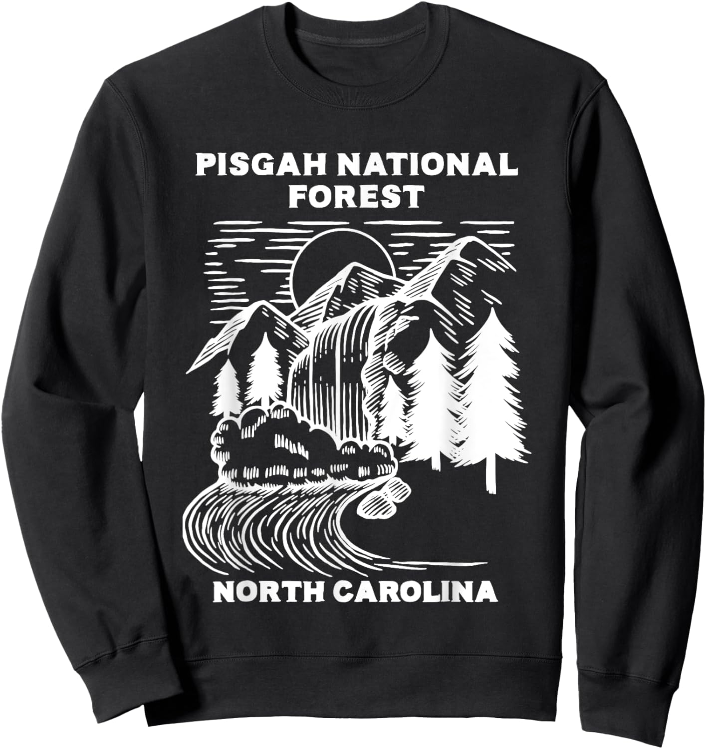 Pisgah National Forest North Carolina Waterfall NC Trip Sweatshirt - Sweatshirt | Black