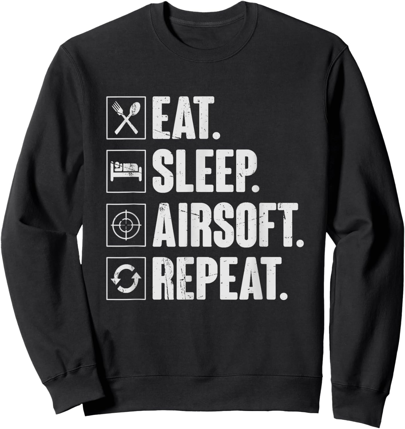 Eat Sleep Airsoft Repeat - Funny Retro Air-Soft Sport Gift Sweatshirt - Sweatshirt | Black