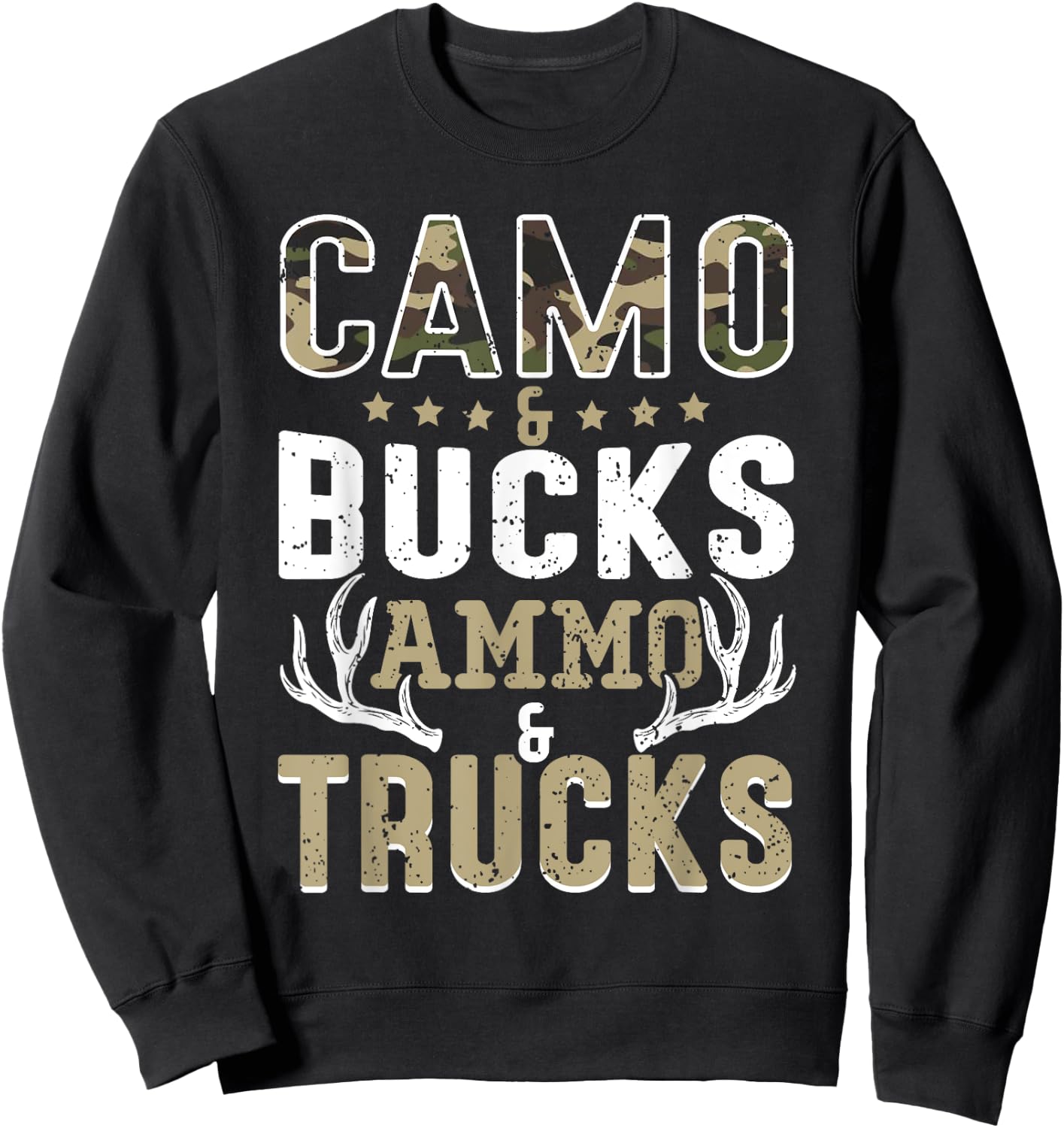 Deer Hunting Women Camo And Bucks Ammo And Trucks Sweatshirt - Sweatshirt | Black