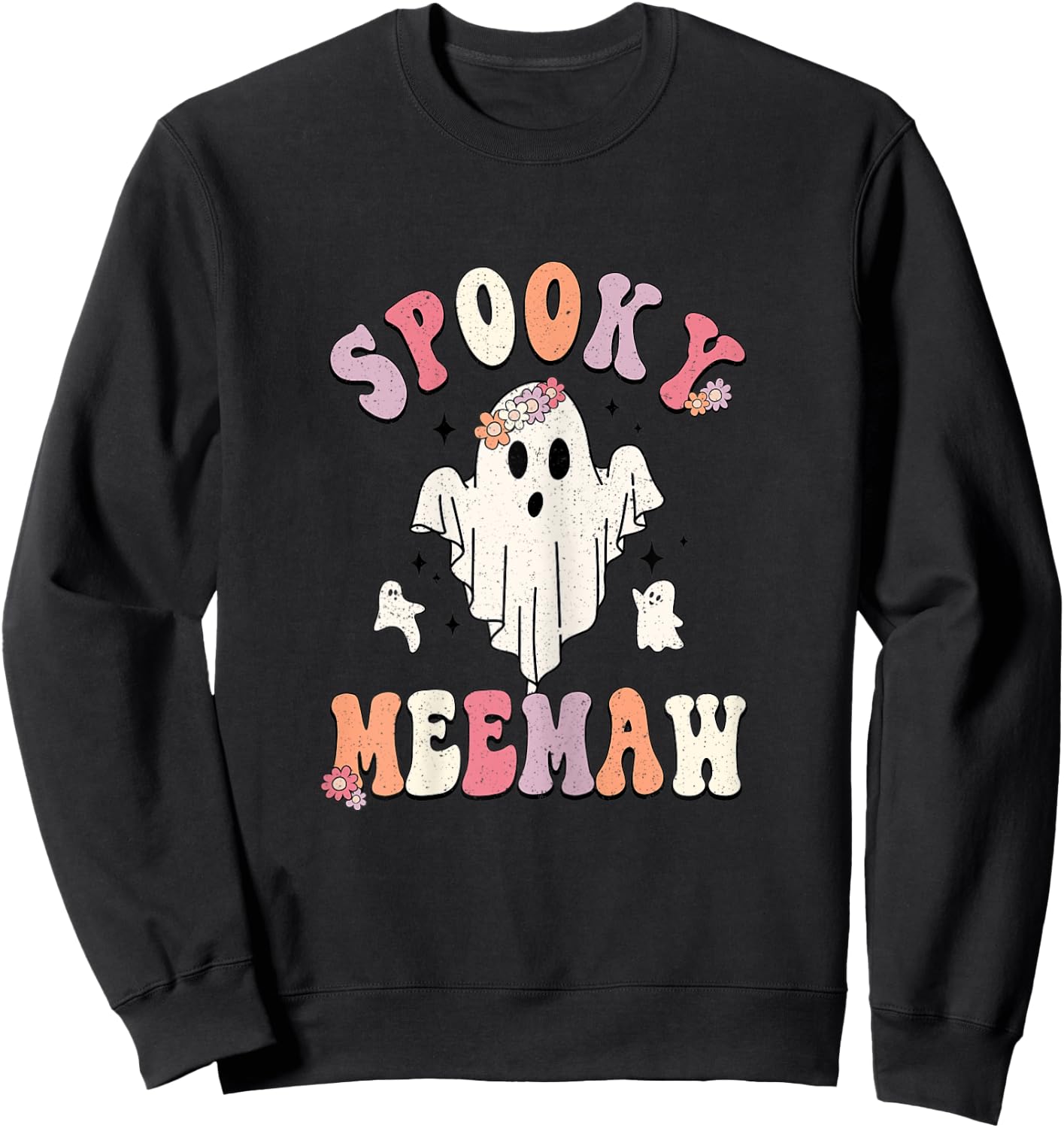 Spooky Meemaw Shirt, Cute Ghost Meemaw Halloween Sweatshirt - Sweatshirt | Black