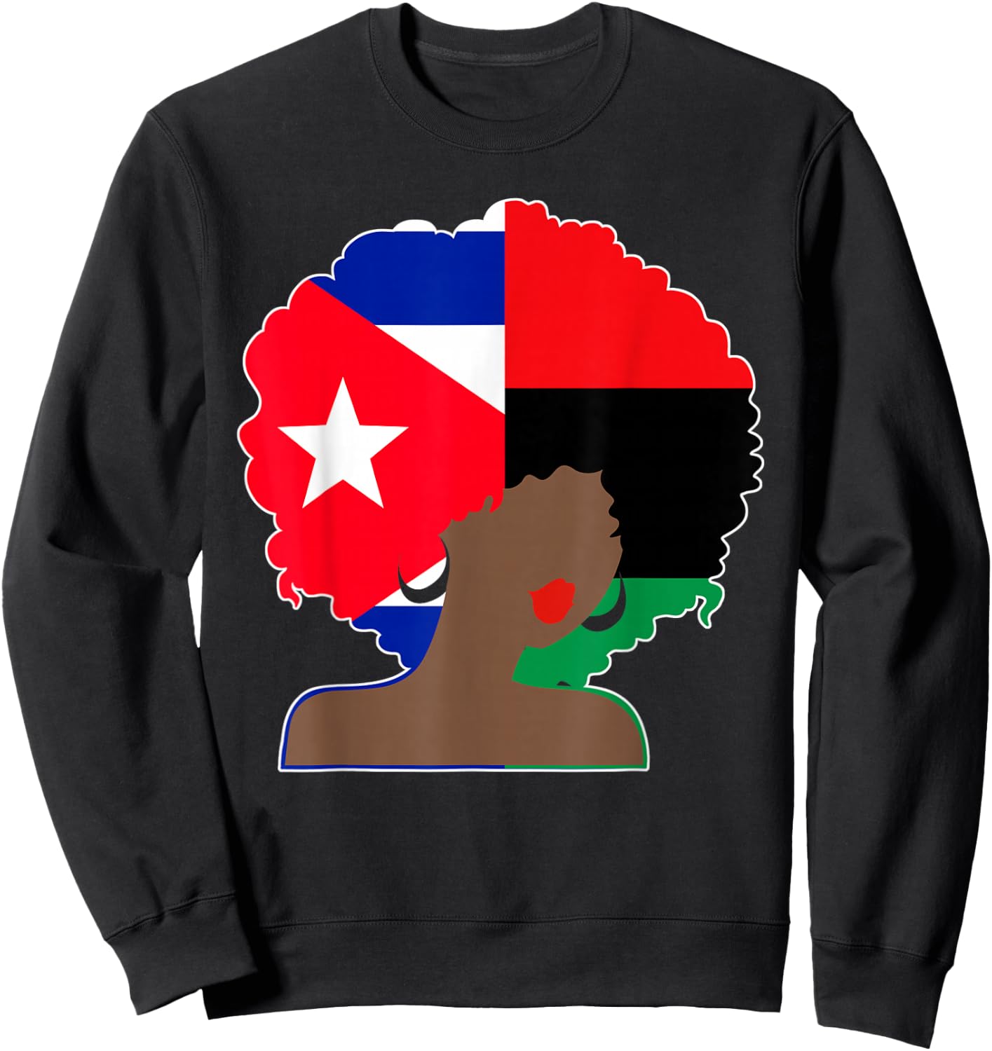 Puerto Rican African Black Woman Afro Hair Pride History Sweatshirt - Sweatshirt | Black