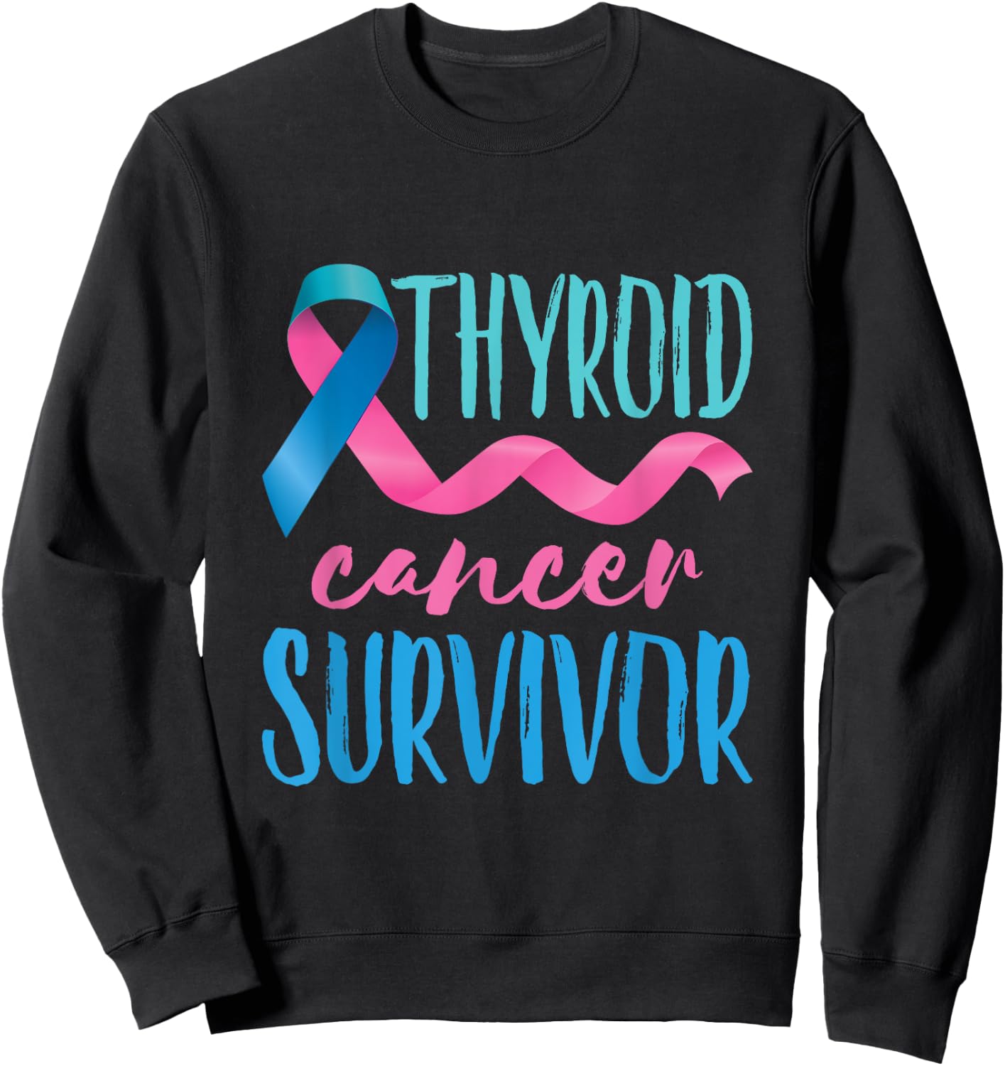Thyroid Cancer Survivor Awareness Products Ribbon Sweatshirt - Sweatshirt | Black