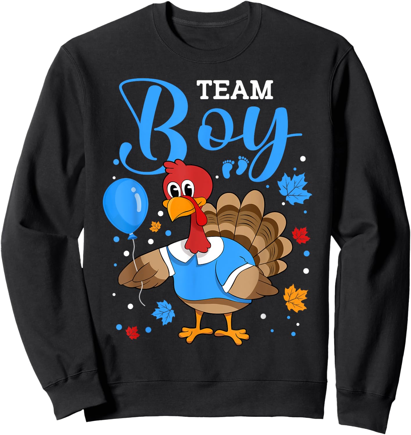 Team Boy Gender Reveal Baby Announcement Thanksgiving Sweatshirt - Sweatshirt | Black