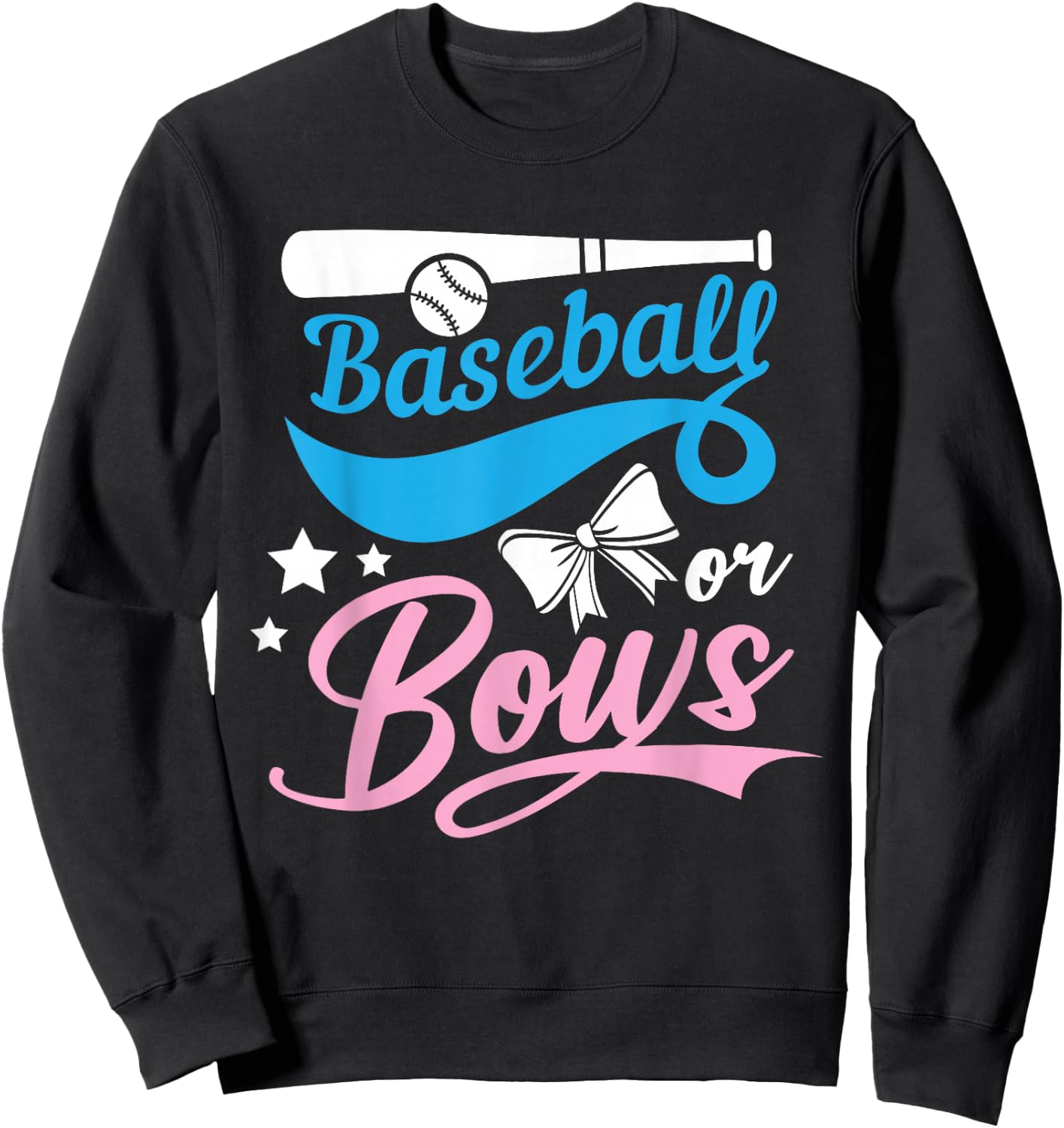 Baseball Or Bows Cute Girl Boy Gender Reveal Announcement Sweatshirt - Sweatshirt | Black