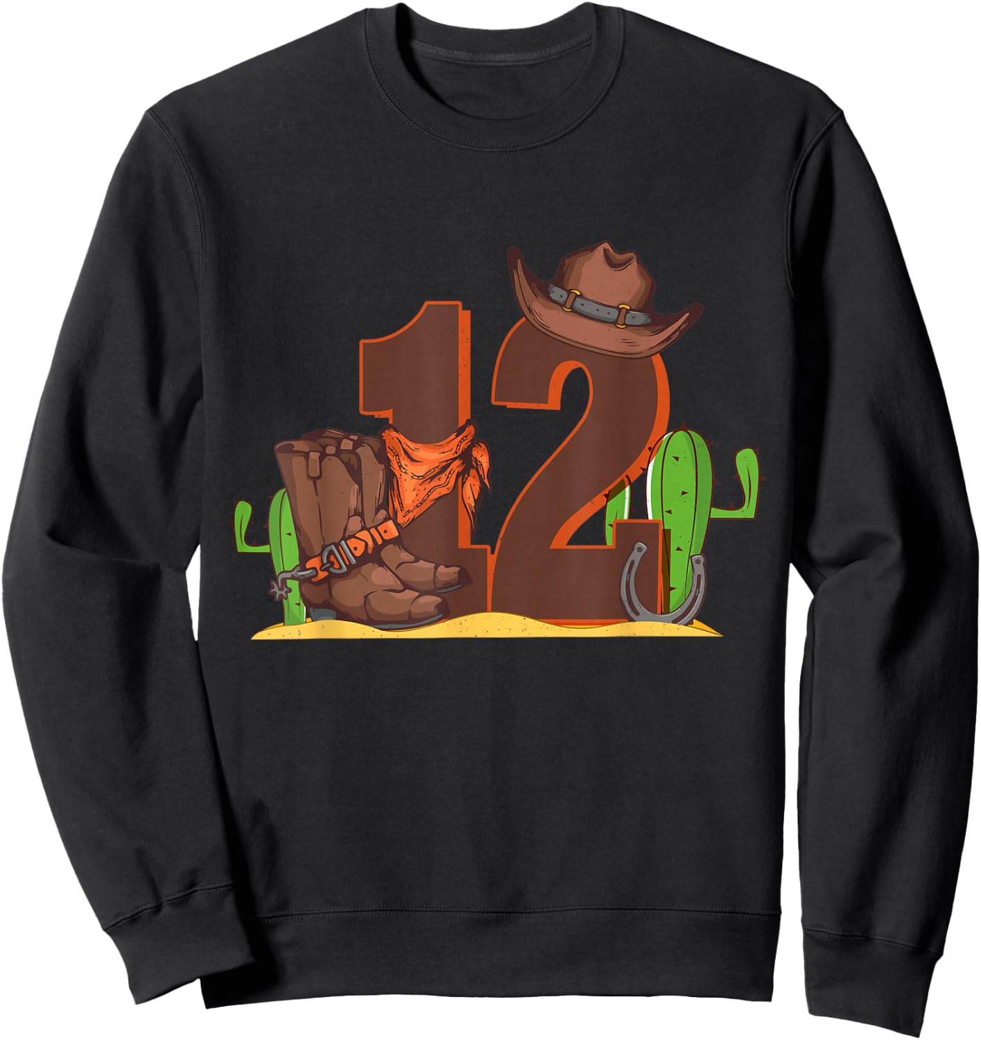 12th Birthday Boy 12 Year Old Rodeo Western Cowboy Howdy Sweatshirt - Sweatshirt | Black