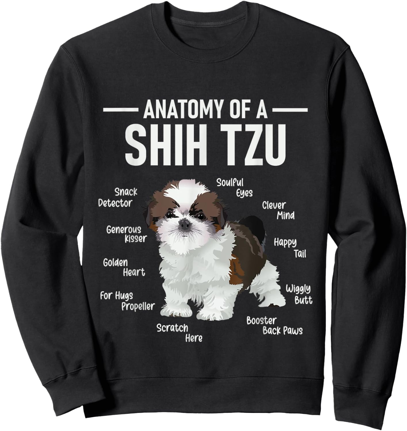 Anatomy Of Shih Tzu - Animal Dog Breeder Canine Lover Sweatshirt - Sweatshirt | Black
