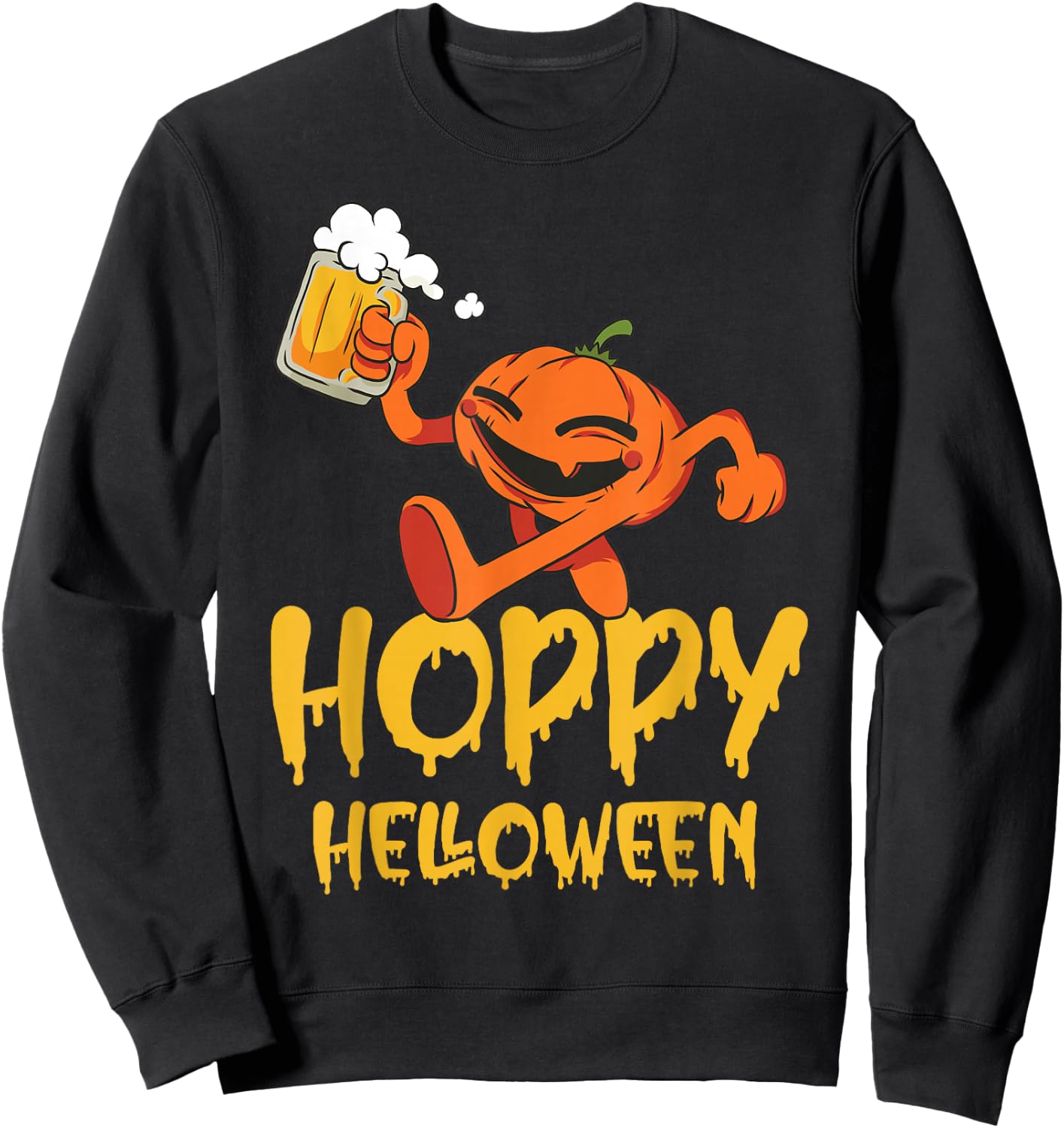 Pumpkin with Beer Mug Funny Hoppy Halloween Sweatshirt - Sweatshirt | Black