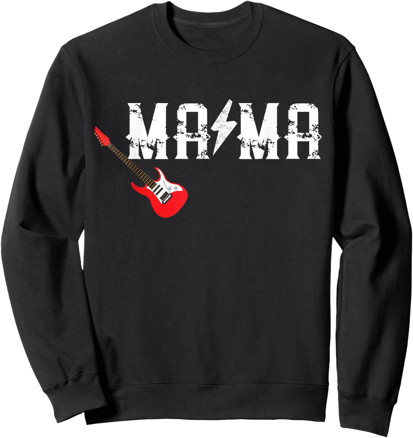 Mama Rockin One Birthday Family Matching Rock Guitar Sweatshirt - Sweatshirt | Black