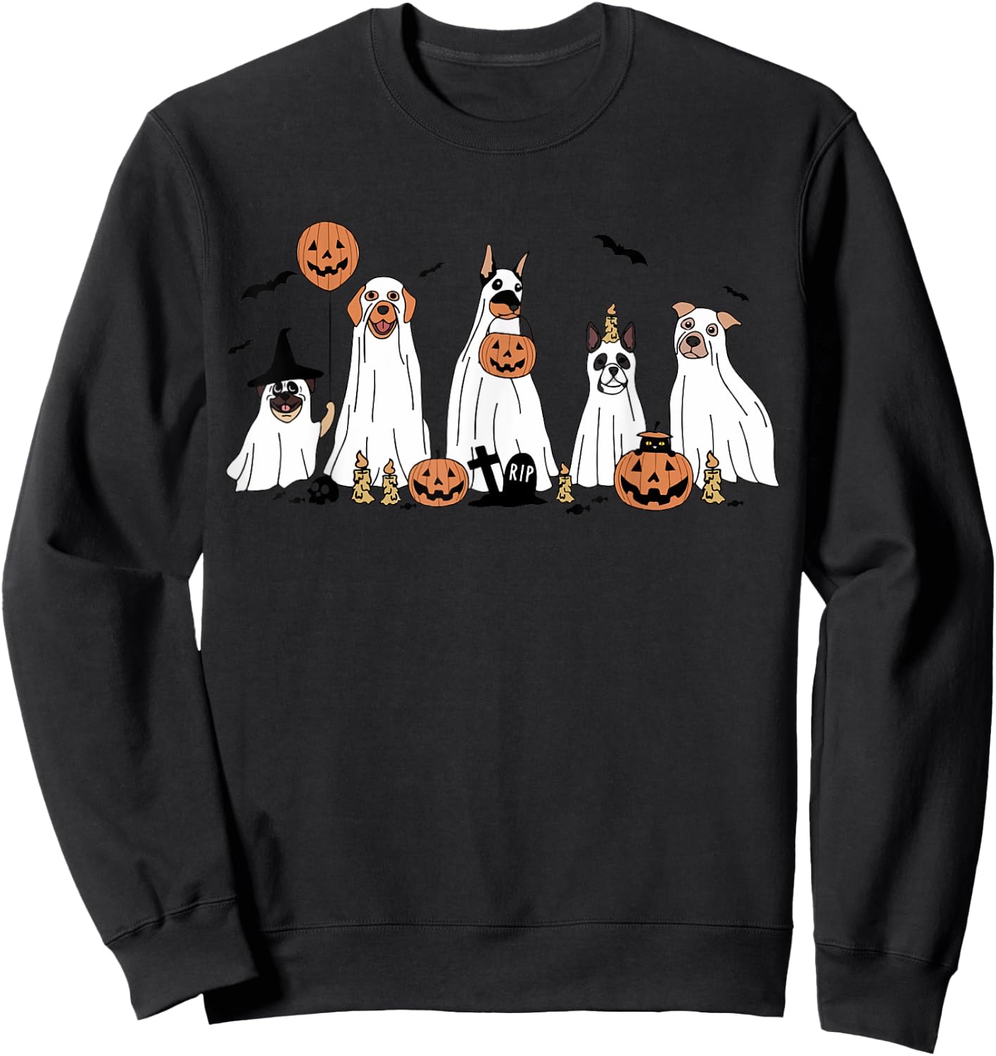 Funny Cute boo Spooky Dogs Luv Dressed as Ghosts Sweatshirt - Sweatshirt | Black