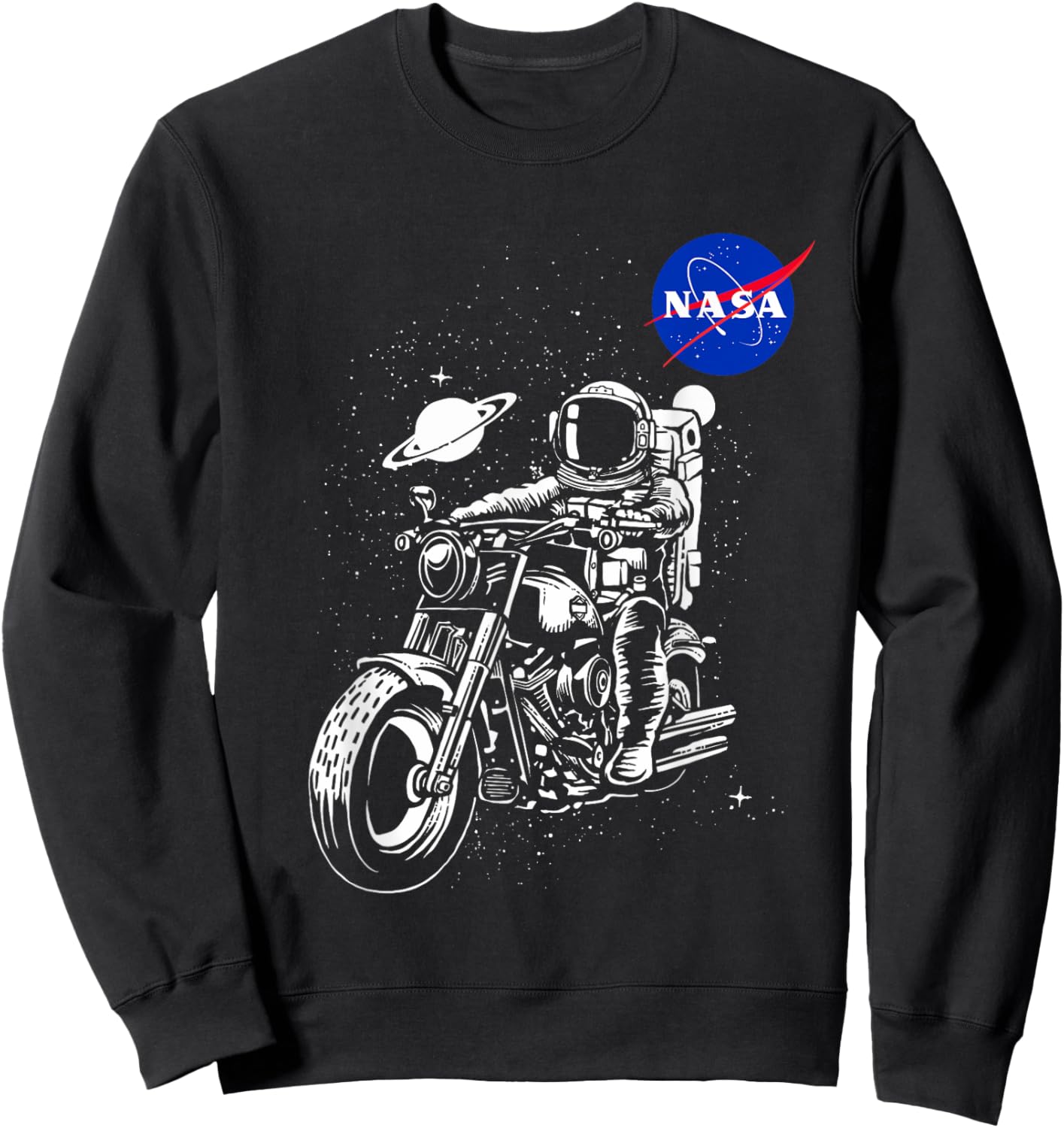 NASA Astronaut Motorcycle Rider in the Galaxy Sweatshirt - Sweatshirt | Black