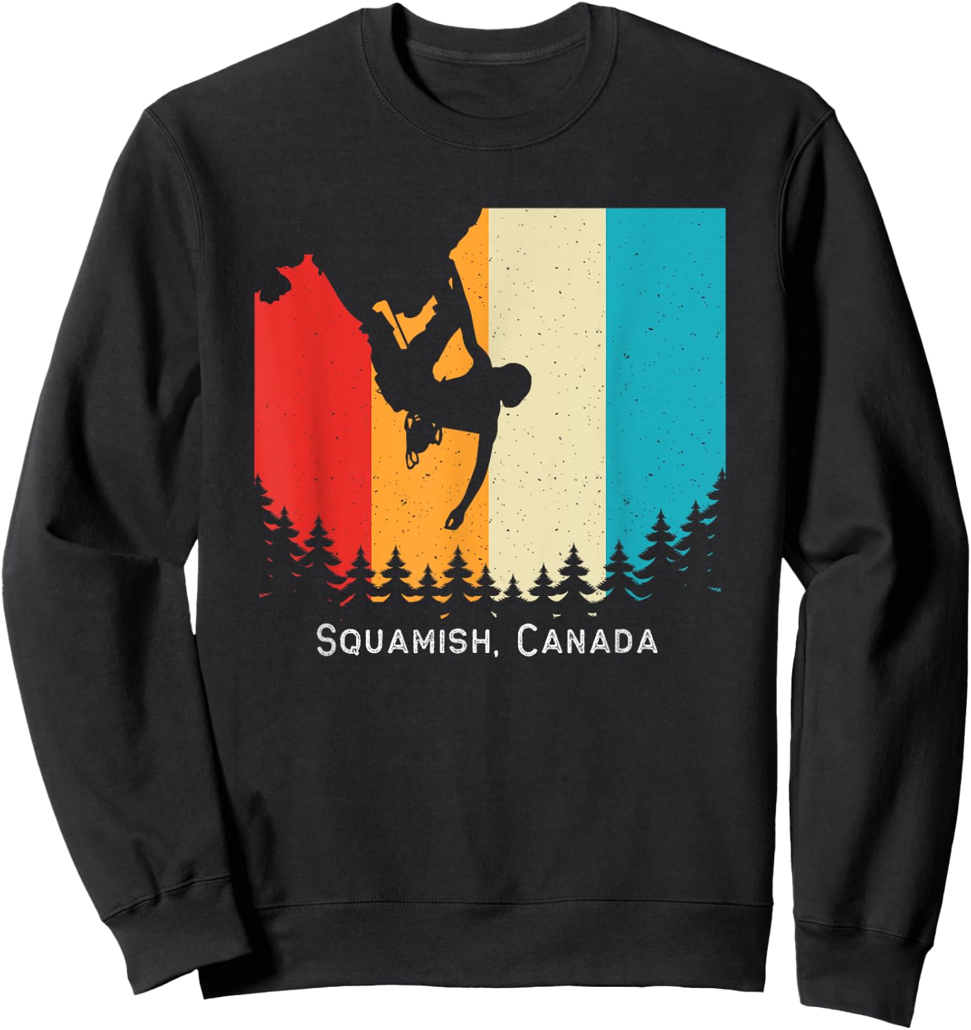 Vintage Squamish, Canada Rock Climbing Bouldering Mountain Sweatshirt - Sweatshirt | Black