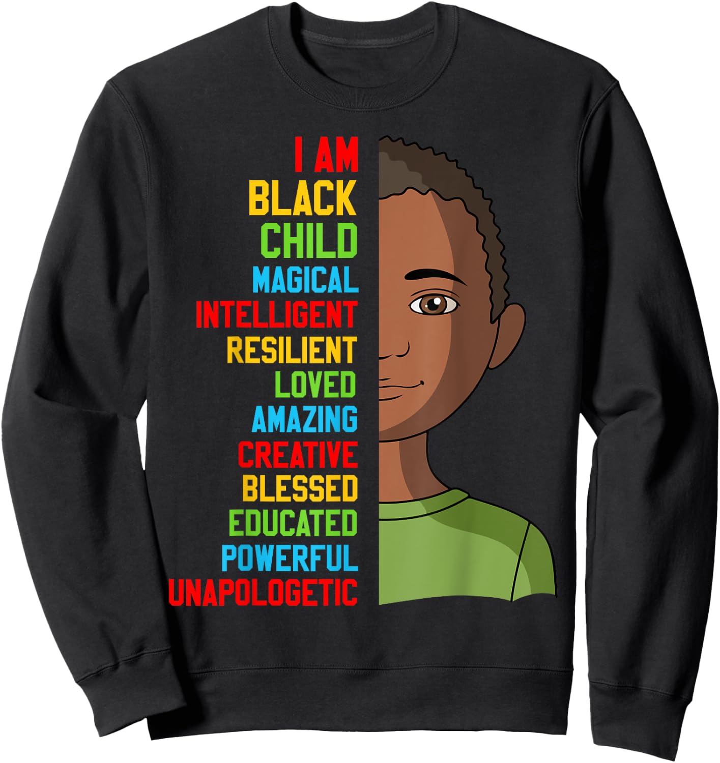 African-Shirt I Am Black Child History American Kids Boy Sweatshirt - Sweatshirt | Black