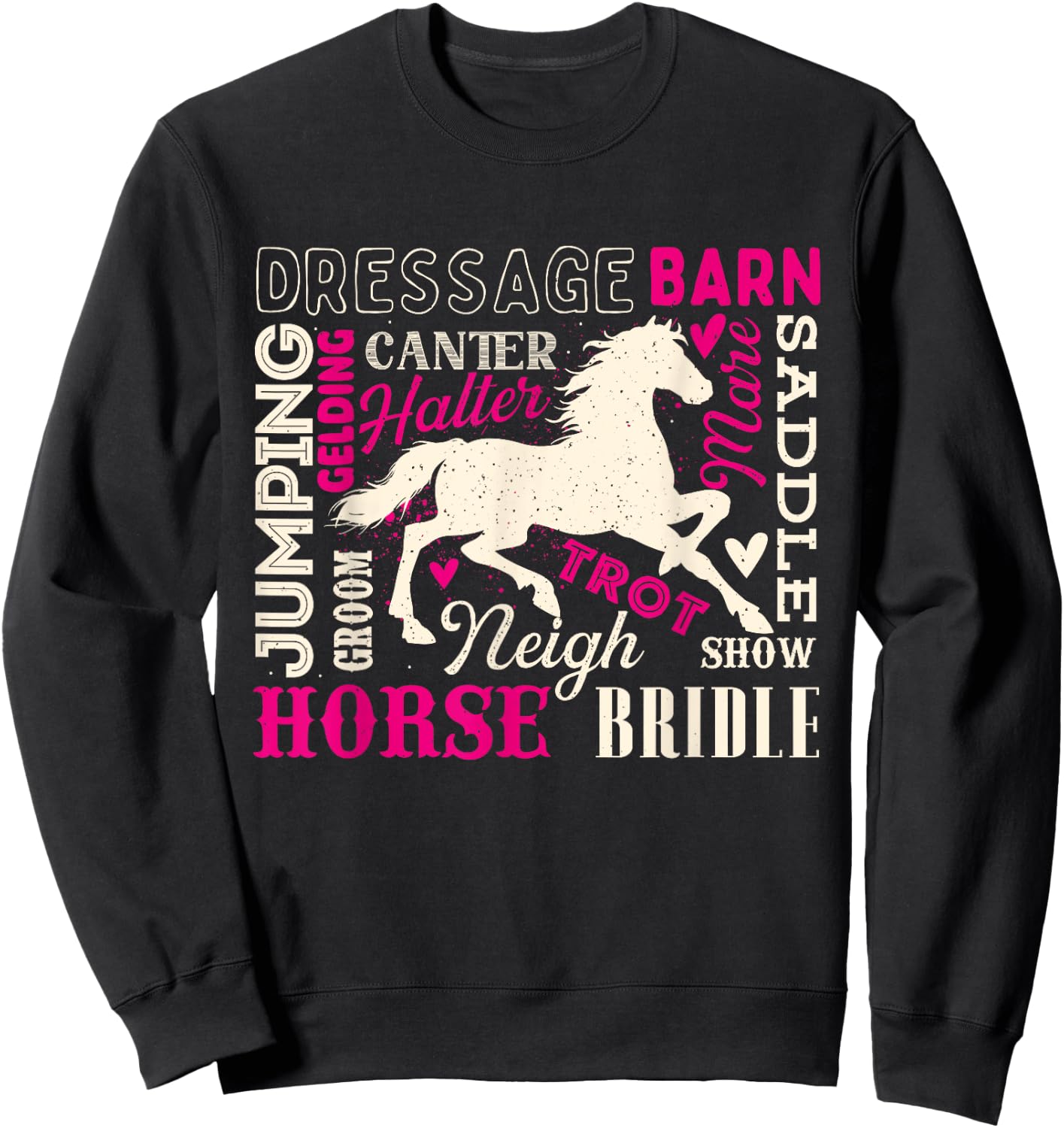 Typography Horses - Horseman Horse Owner Equestrian Riding Sweatshirt - Sweatshirt | Black