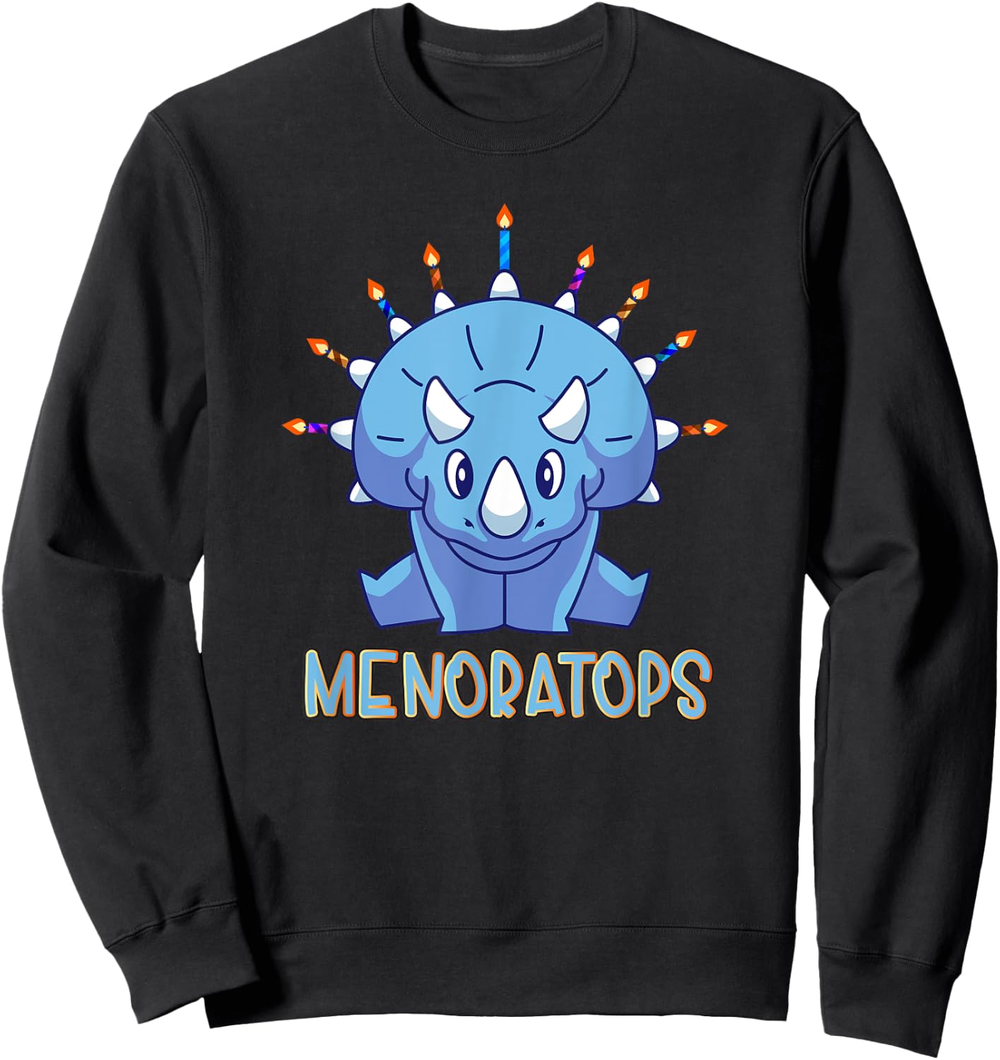 Dinosaur menorah triceratops "menoratops" hanukkah Sweatshirt - Sweatshirt | Black