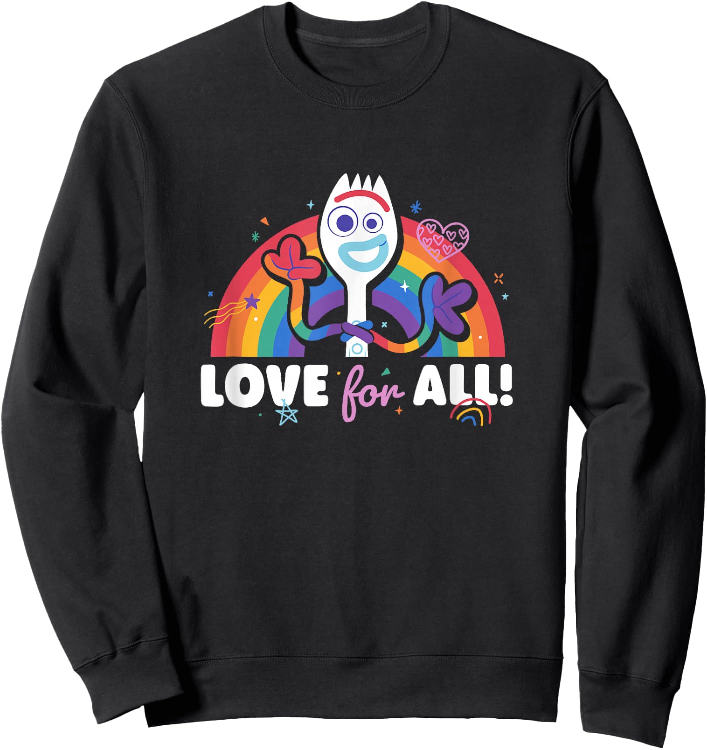 Disney Pixar Toy Story 4 Rainbow Forky Love for All Sweatshirt - Sweatshirt | Black