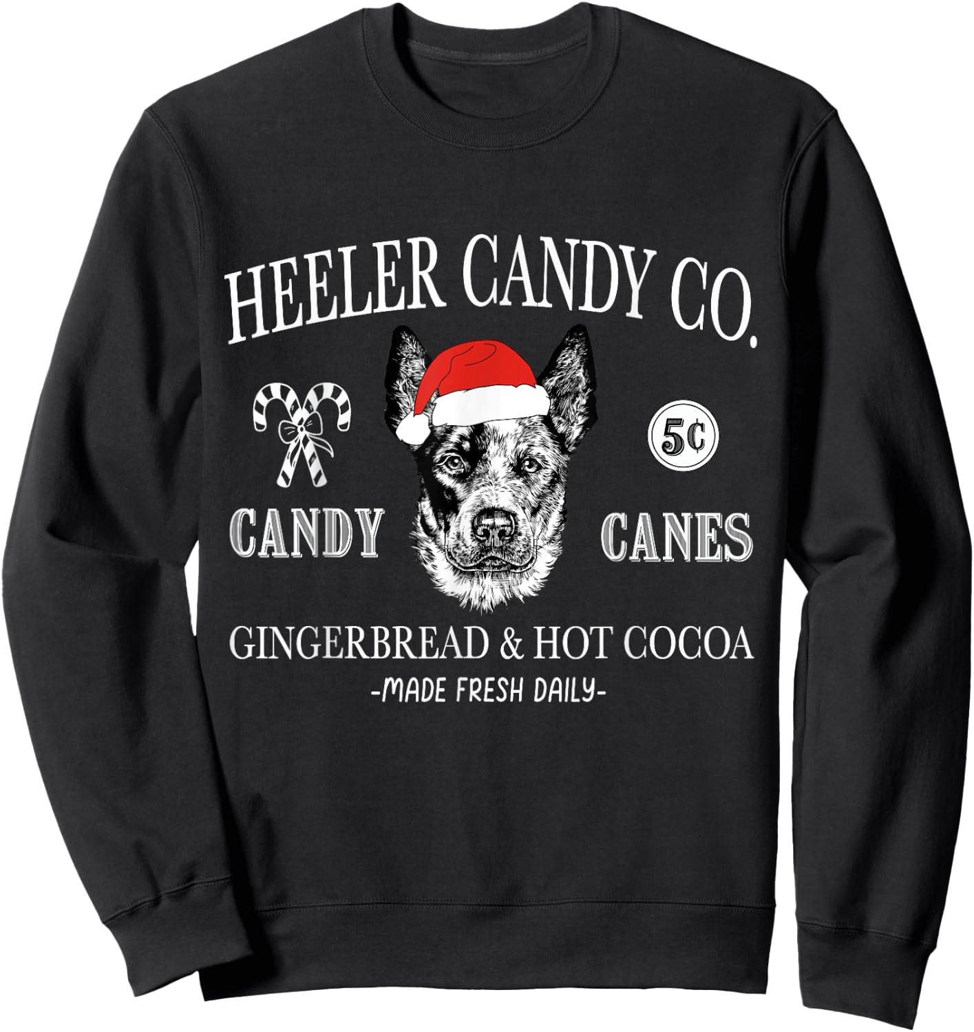 Funny Santa Australian Cattle Dog Christmas Vintage Holiday Men Women Kids Sweatshirt - Sweatshirt | Black