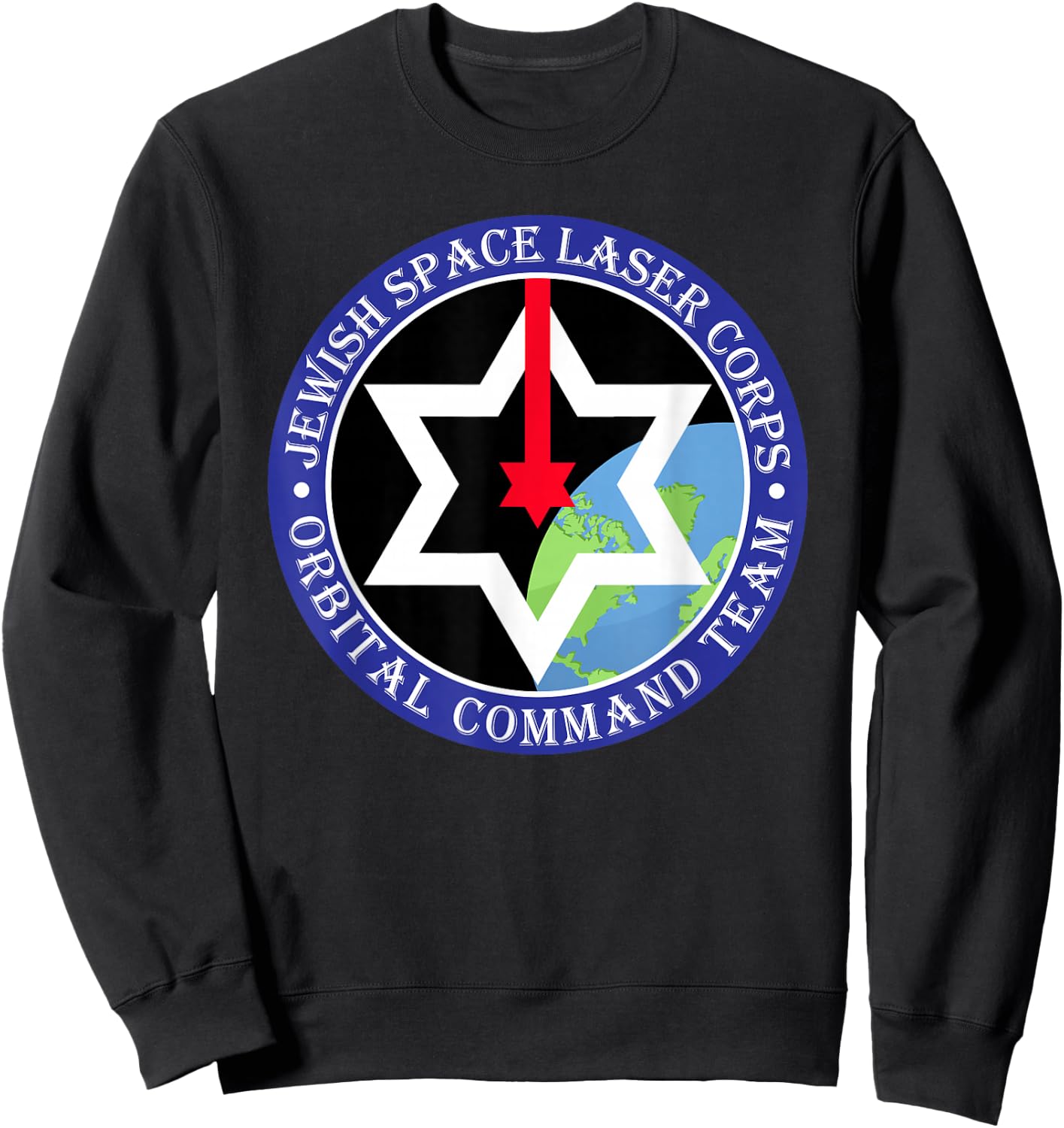 Men Women Secret Jewish Space Laser Corps Mazel Tov Funny Sweatshirt - Sweatshirt | Black
