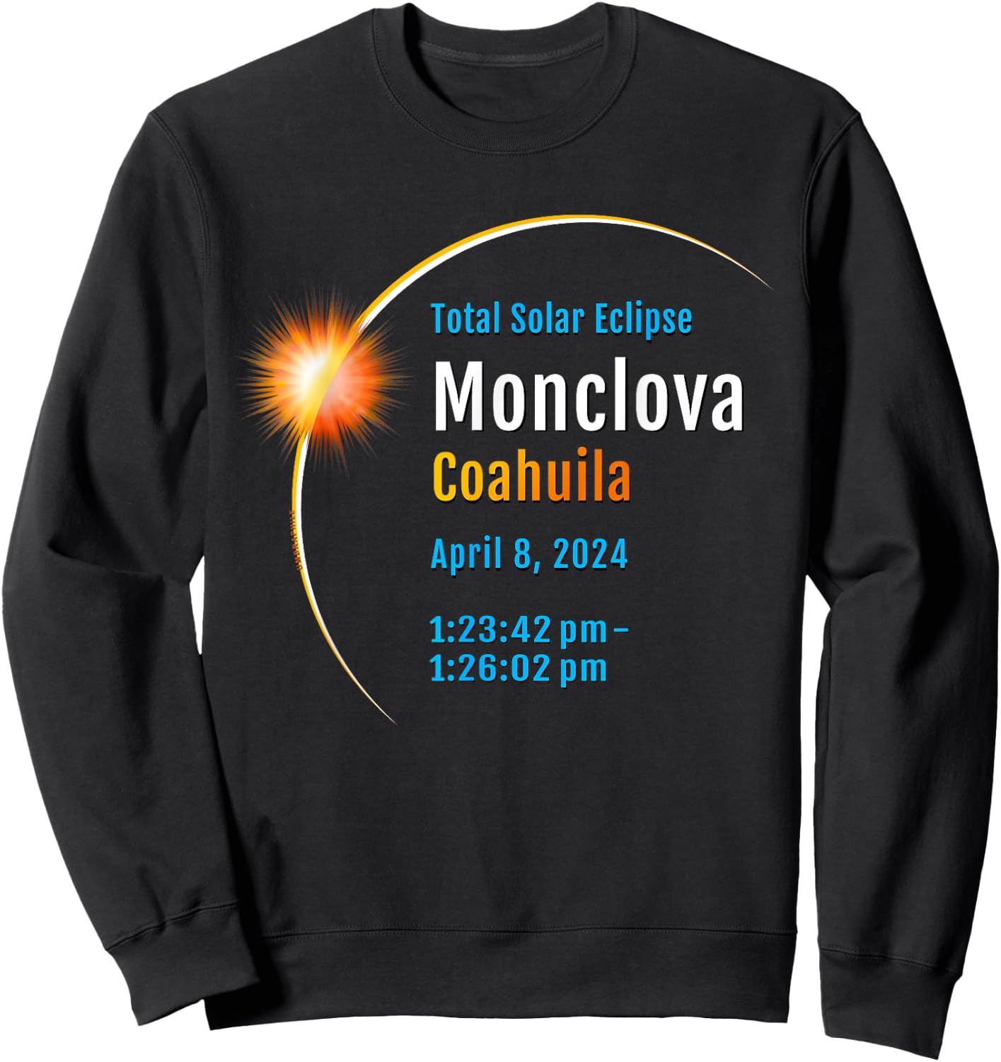 Monclova Coahuila Mexico Total Solar Eclipse 2024 :: 1 :: Sweatshirt - Sweatshirt | Black