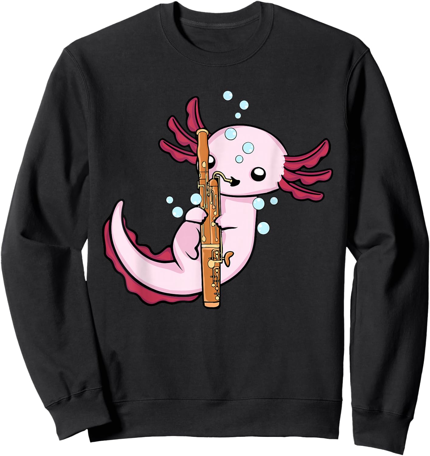 Underwater Axolotl Bassoon Player Kids Music Bassoon Sweatshirt - Sweatshirt | Black