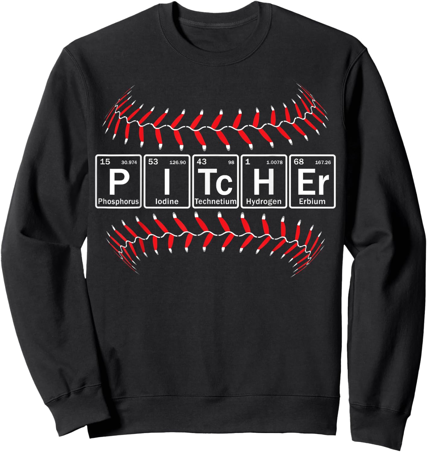 Baseball Pitcher in Periodic Table Elements Sweatshirt - Sweatshirt | Black