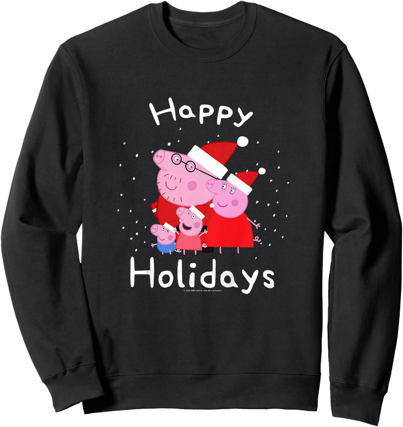 Kids Peppa Pig Christmas Happy Holidays Family Group Shot Sweatshirt - Sweatshirt | Black