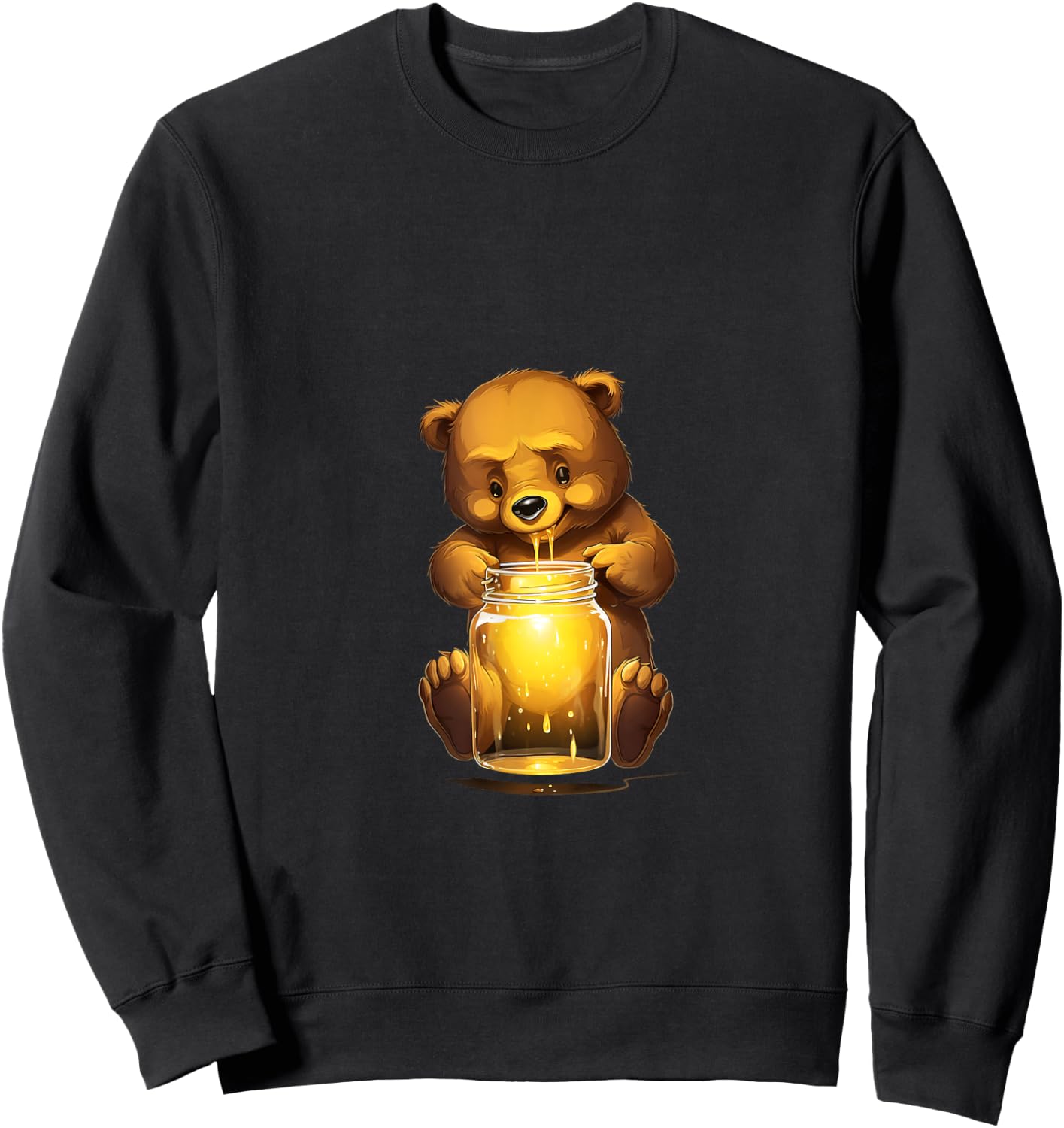 Bear Honey Jar Grizzly Kawaii Sweatshirt - Sweatshirt | Black