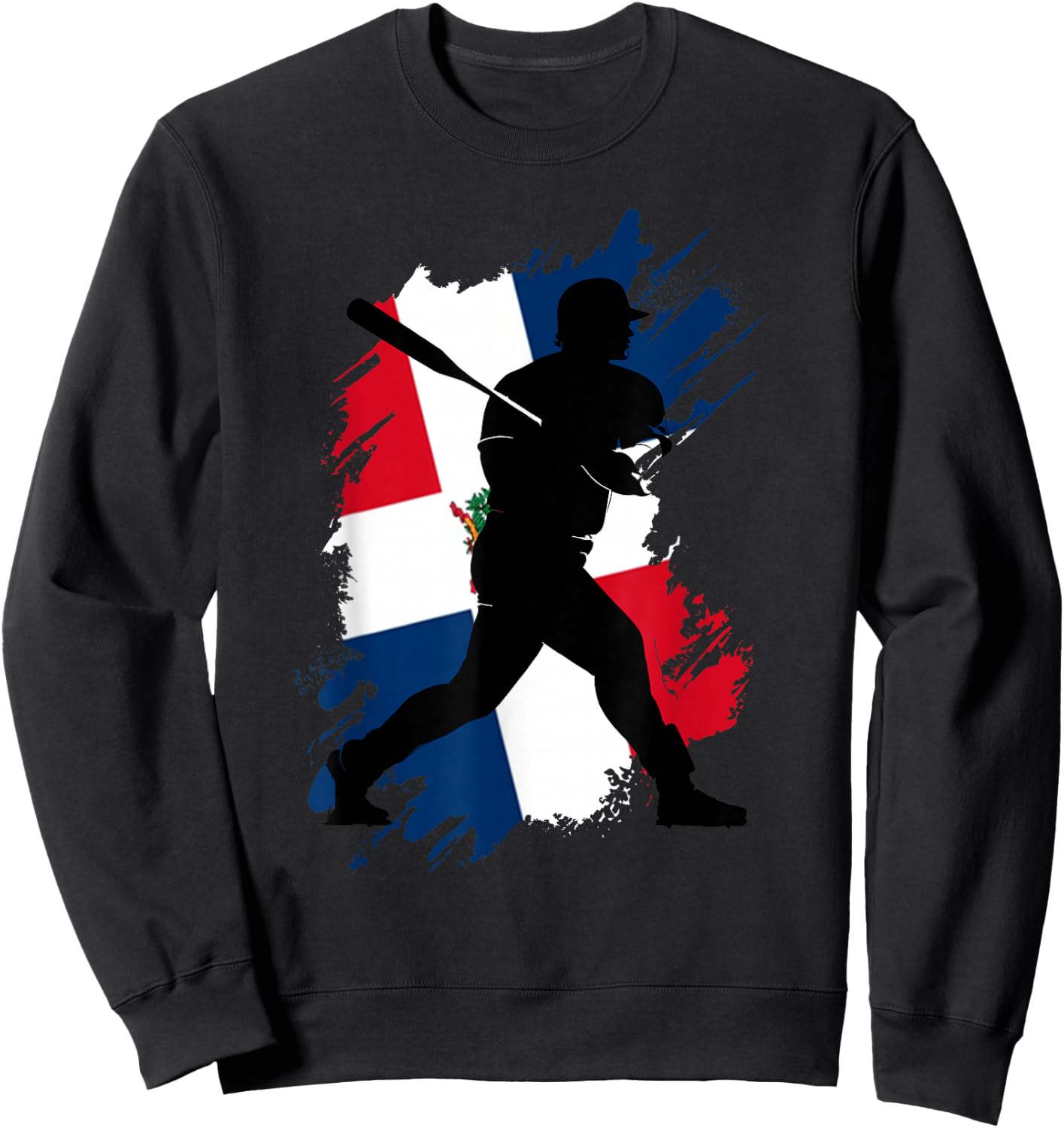 Dominican Republic Flag Baseball Player Sports Sweatshirt - Sweatshirt | Black