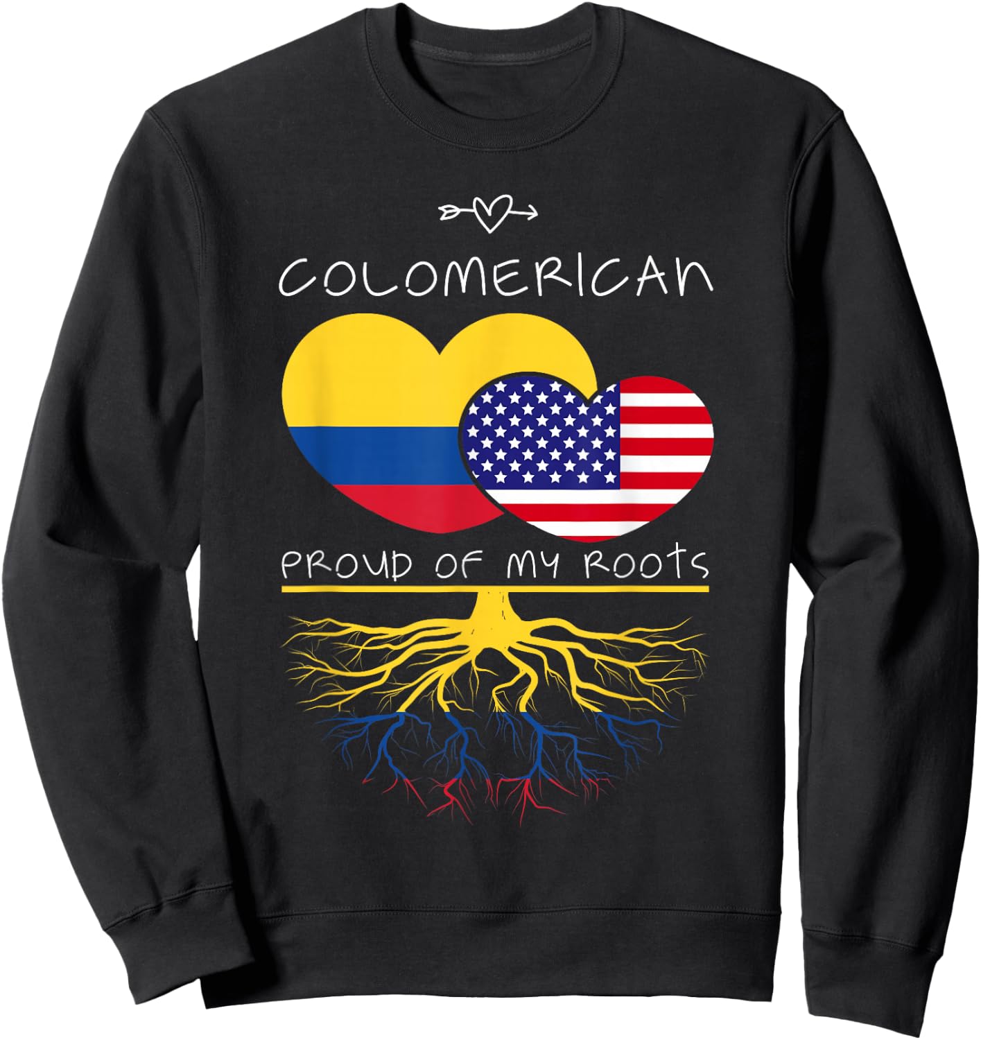 Colombia USA Proud Of Both Countries Colomerican Sweatshirt - Sweatshirt | Black