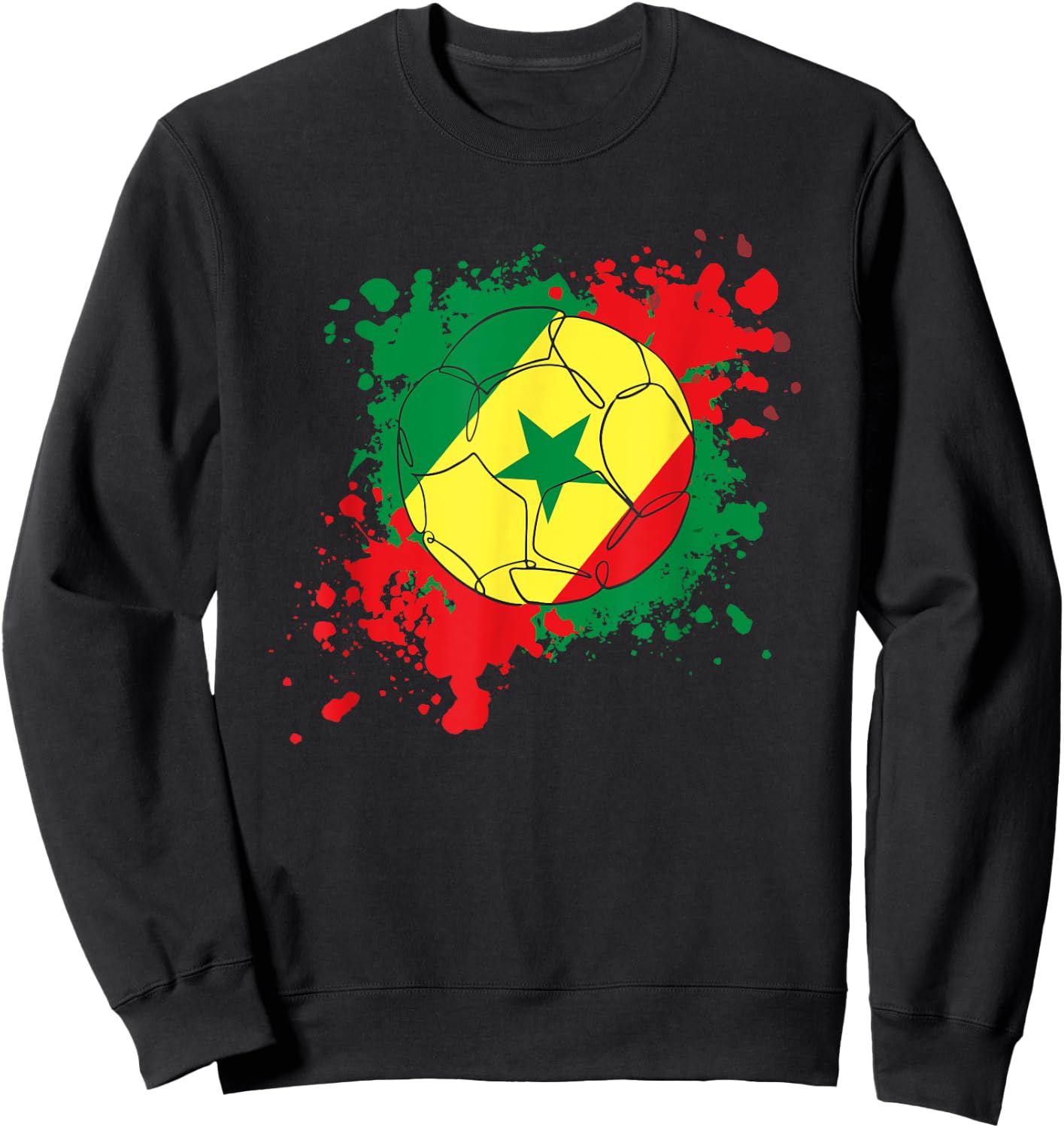 Soccer Ball With The Flag Of Senegal Sweatshirt - Sweatshirt | Black